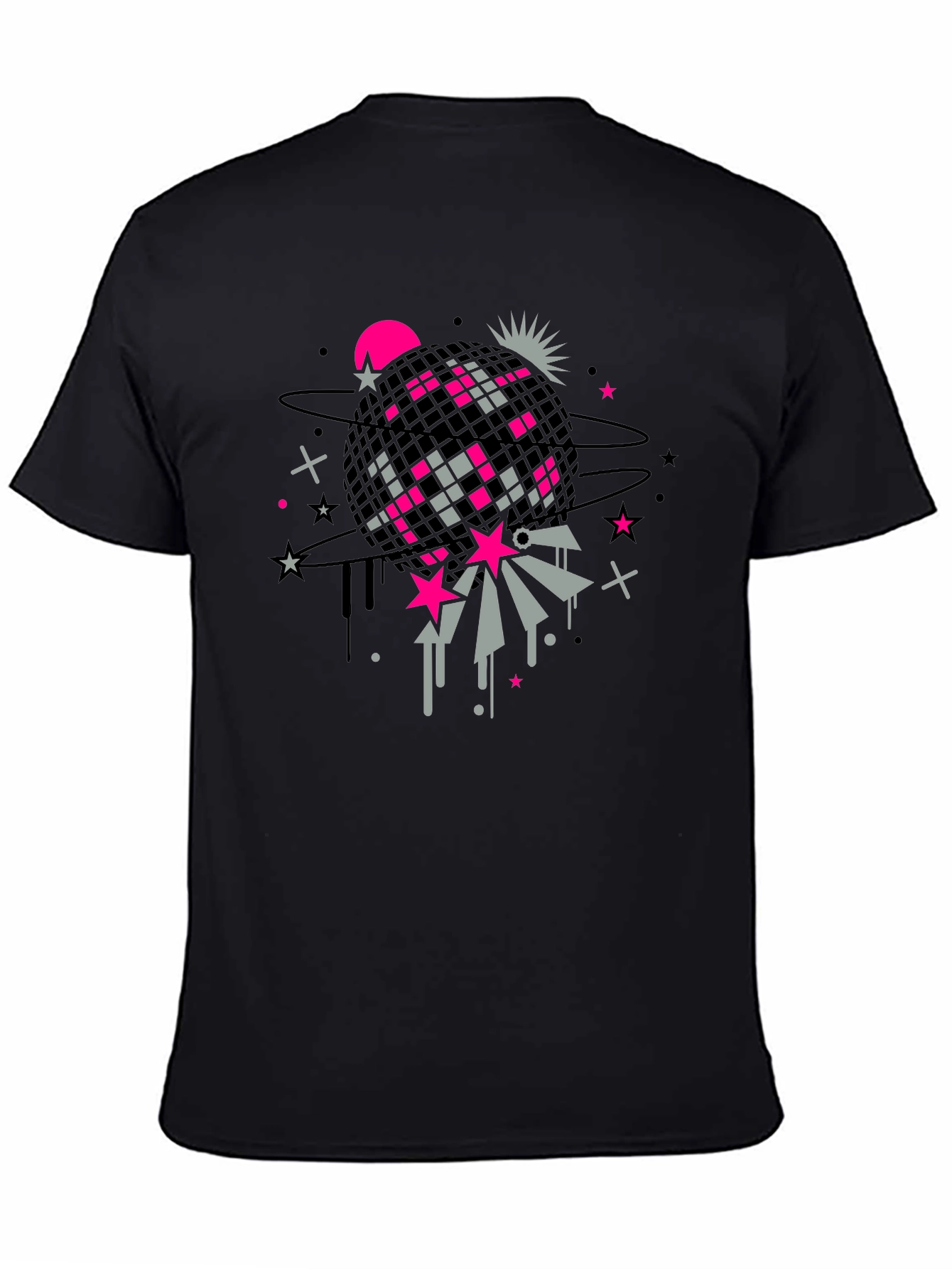 Retro Disco Ball Graphic Tee - Black