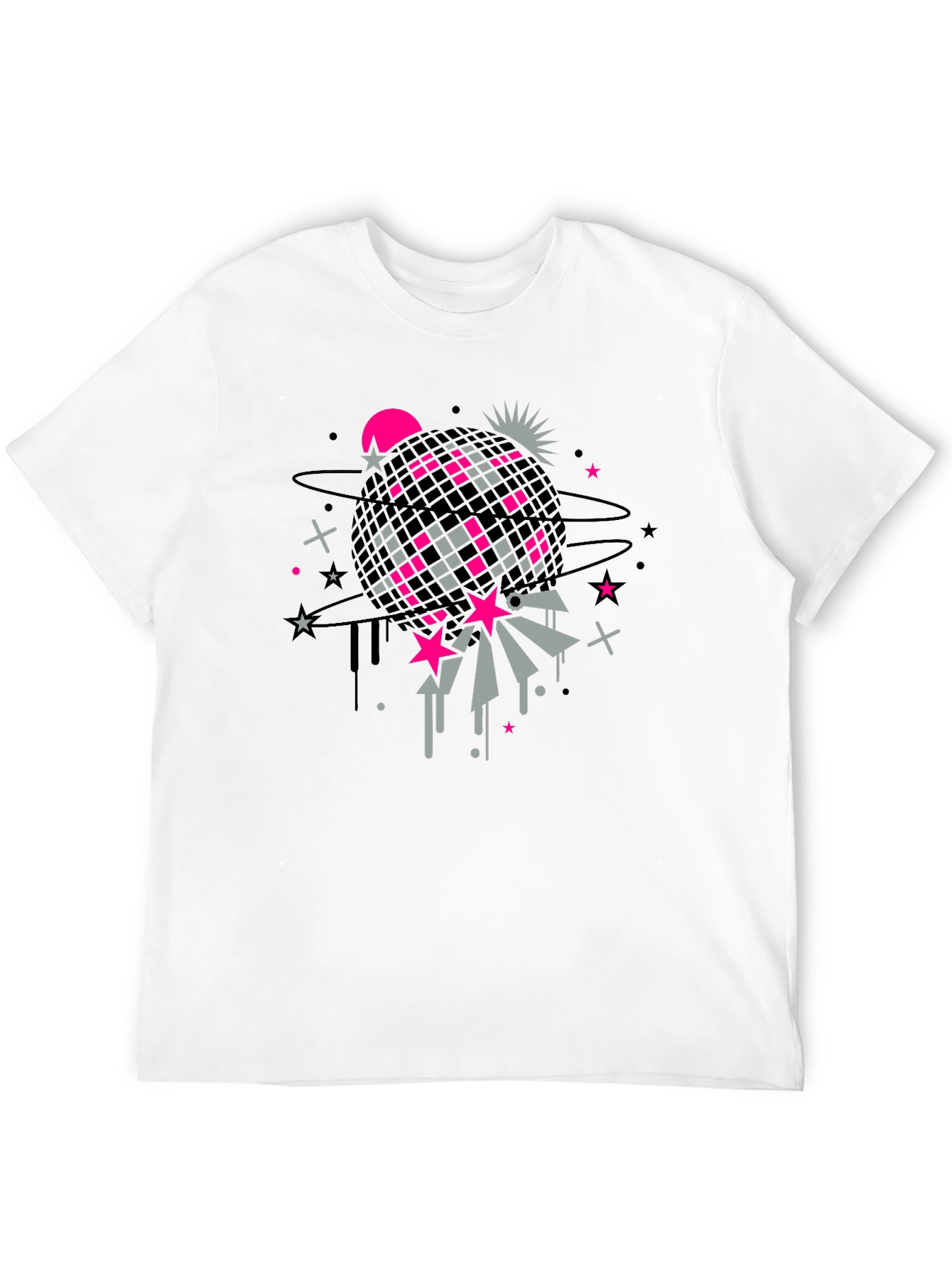 Retro Disco Ball Graphic Tee - Black