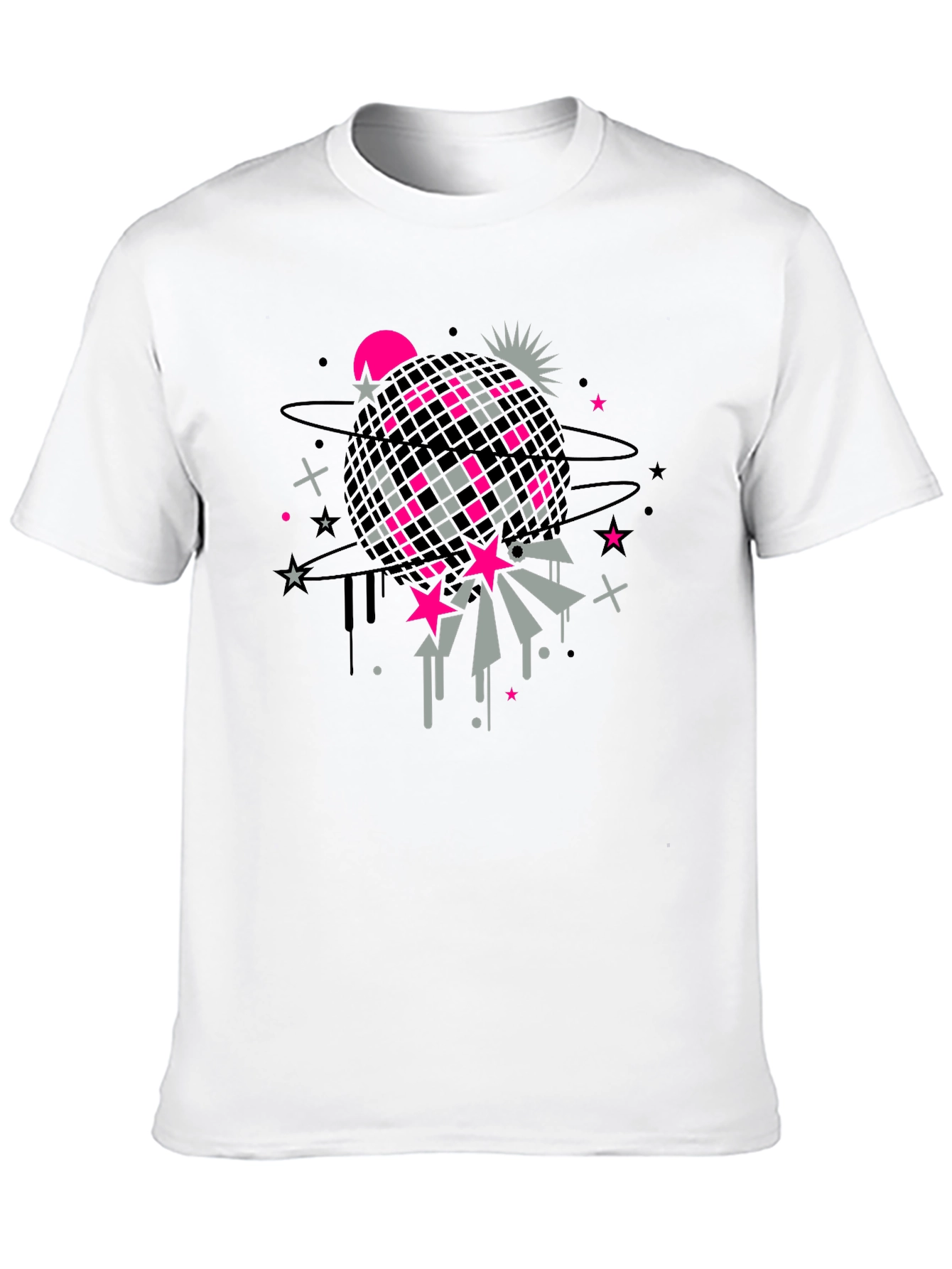 Retro Disco Ball Graphic Tee - Black