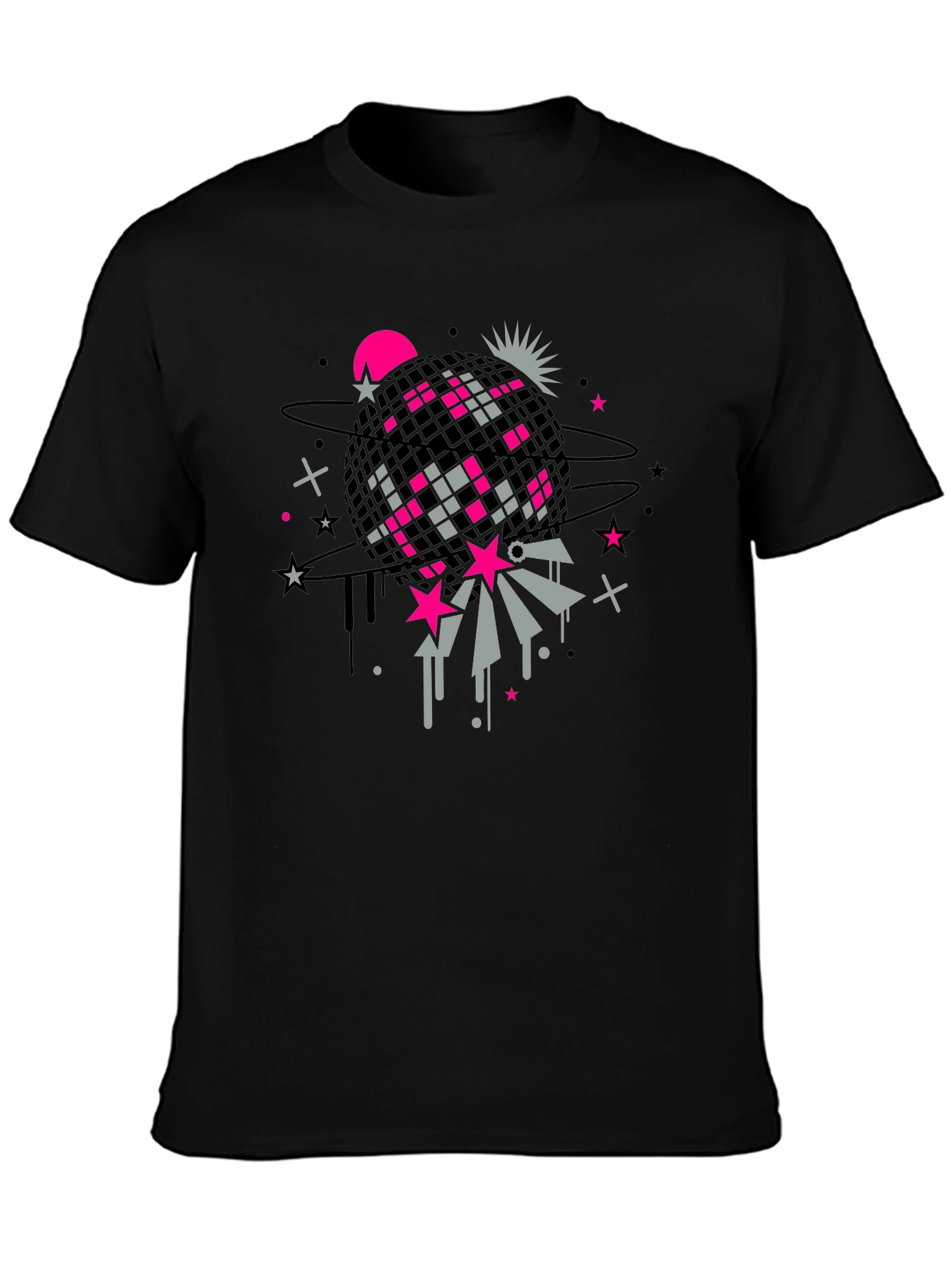 Retro Disco Ball Graphic Tee - Black