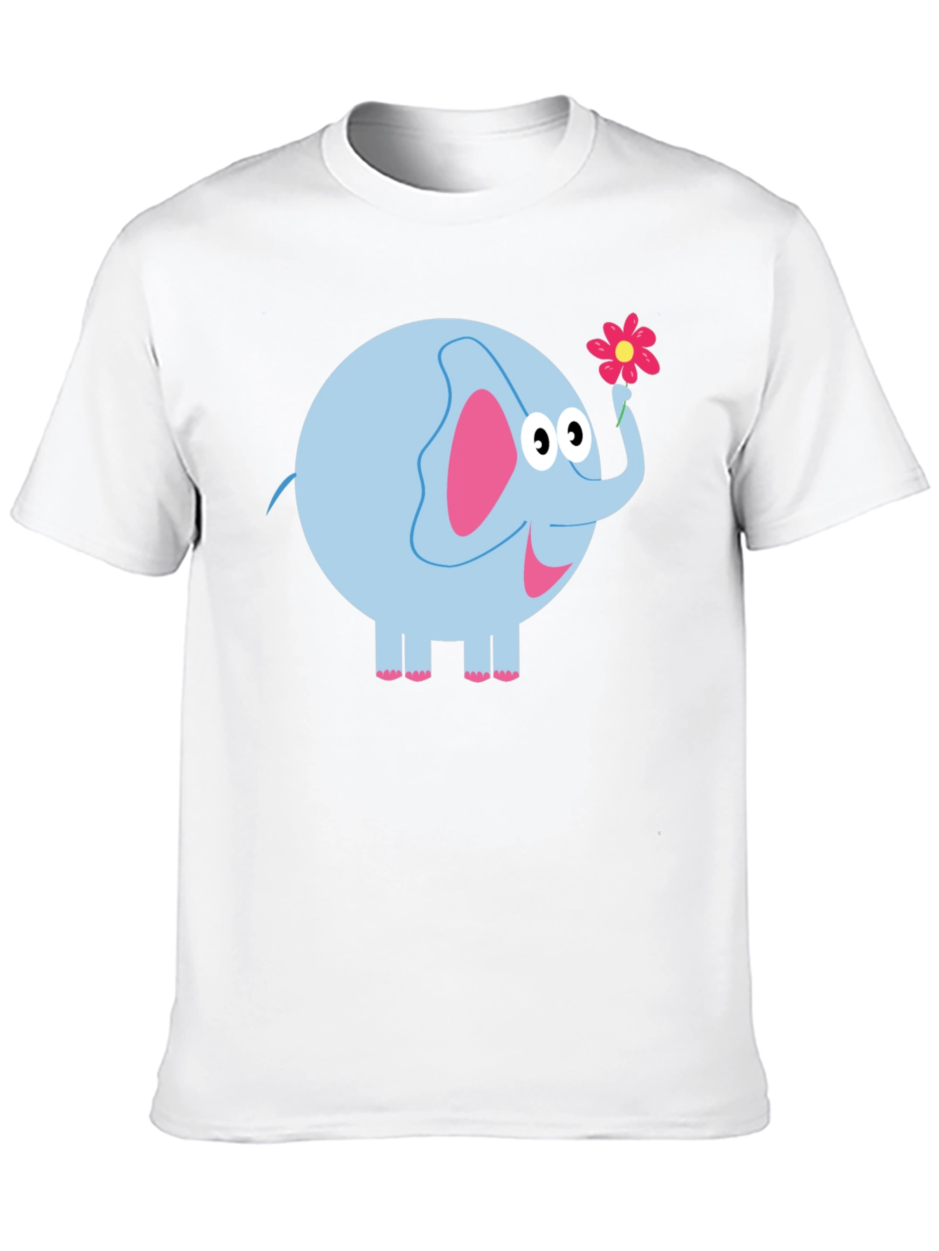 Cute Elephant Holding Flower Graphic Tee