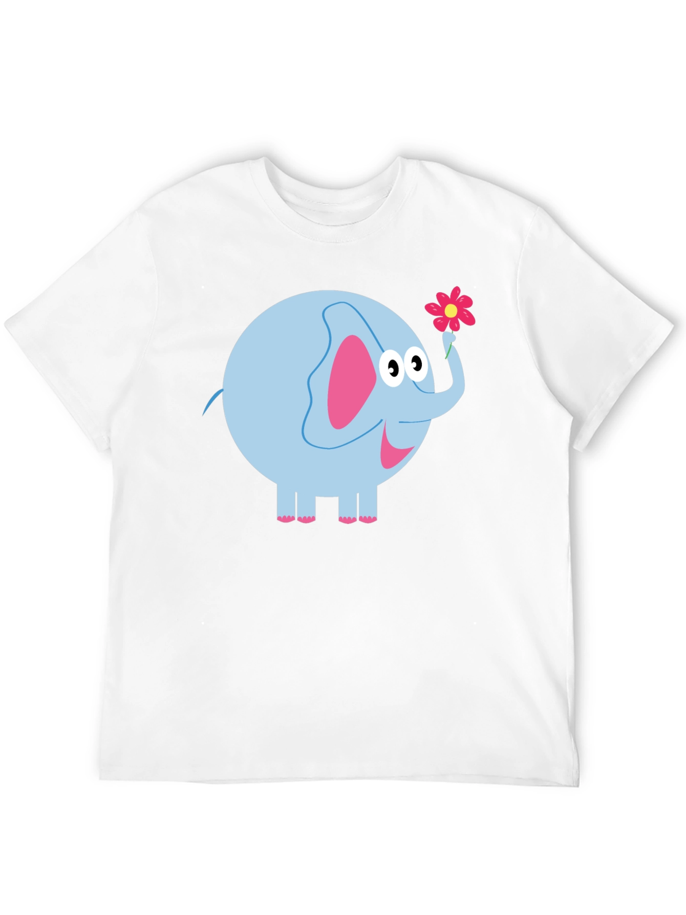 Cute Elephant Holding Flower Graphic Tee