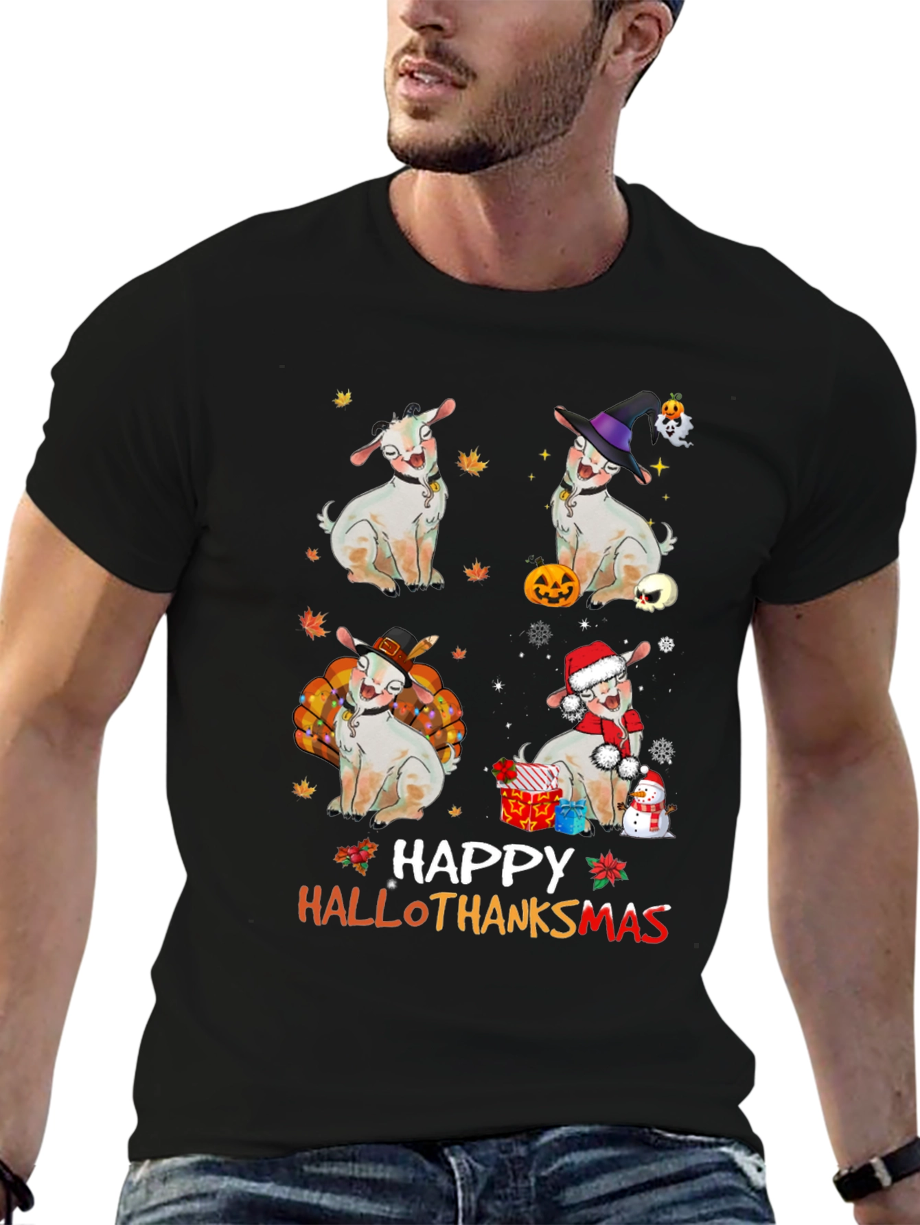 Happy Hallothanksmas Goat T-Shirt