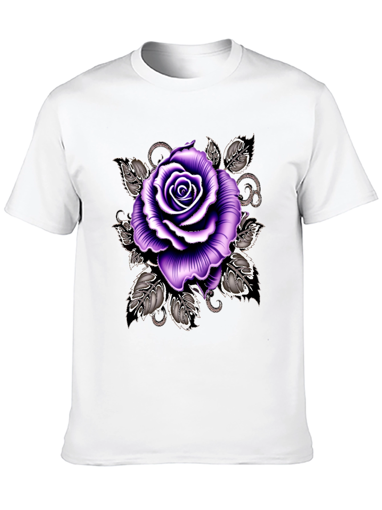 Purple Rose Graphic Tee - Stylish Floral T-Shirt