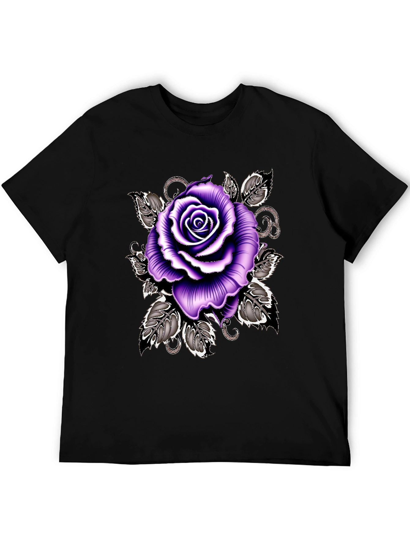 Purple Rose Graphic Tee - Stylish Floral T-Shirt