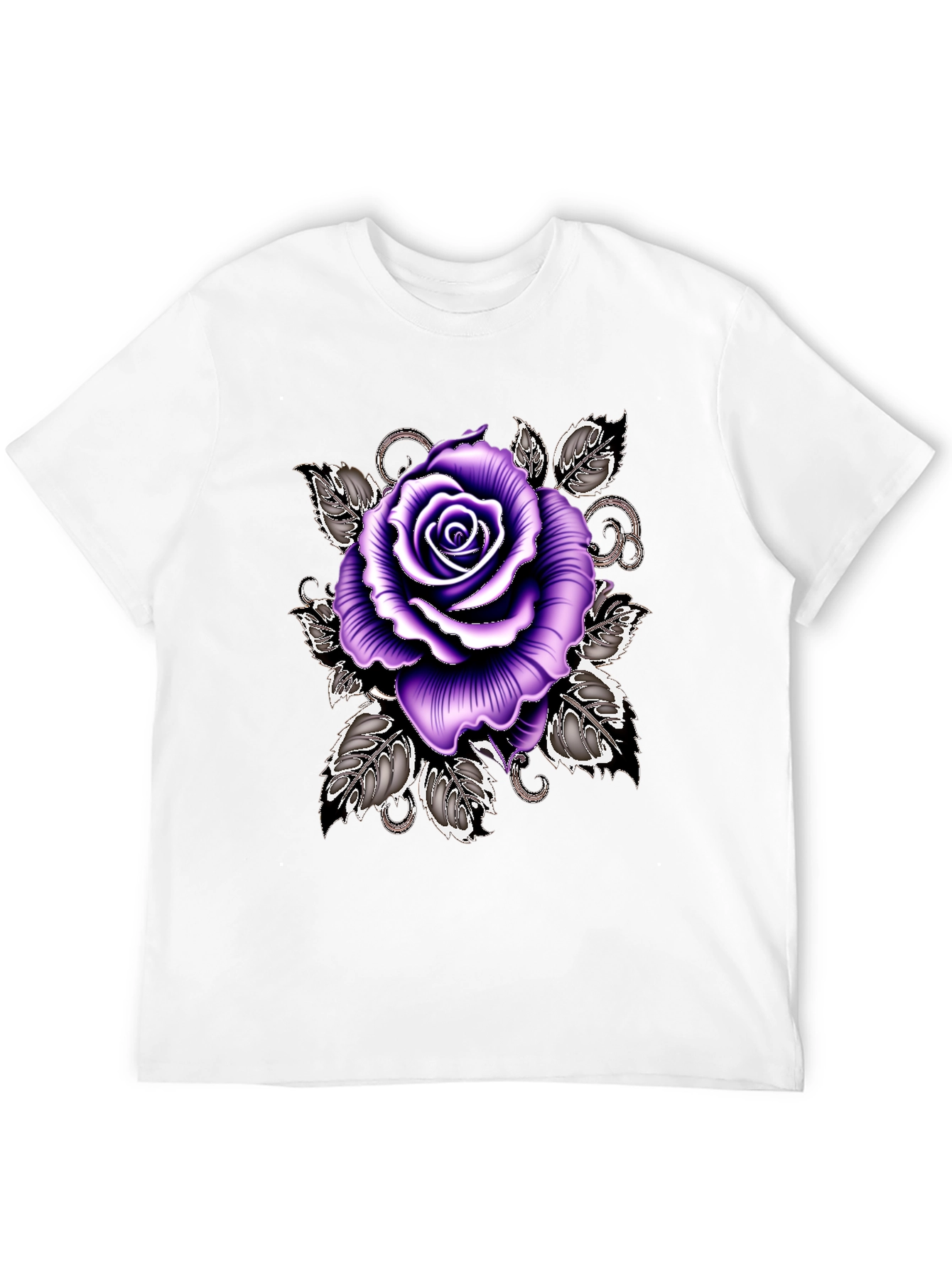Purple Rose Graphic Tee - Stylish Floral T-Shirt