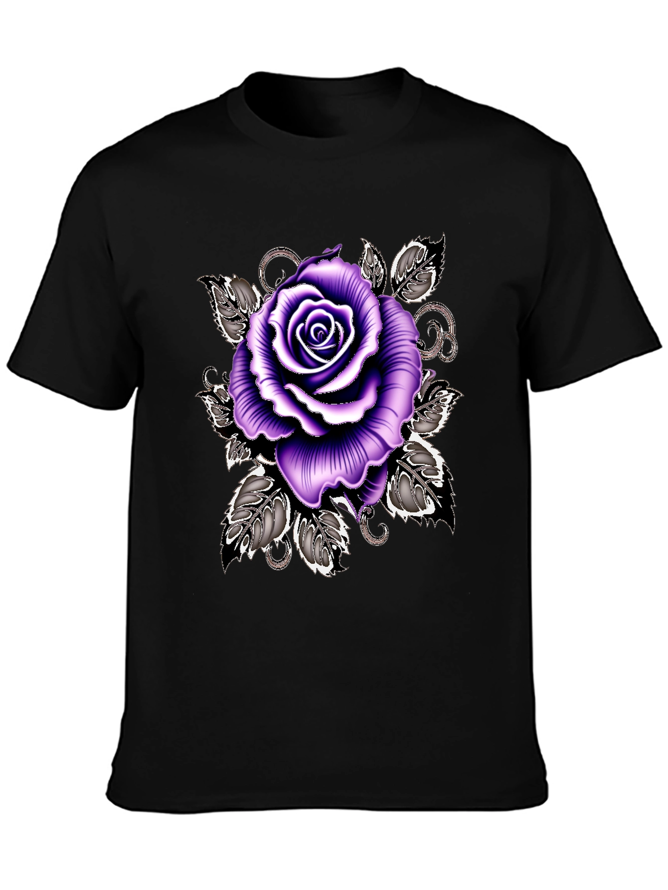 Purple Rose Graphic Tee - Stylish Floral T-Shirt
