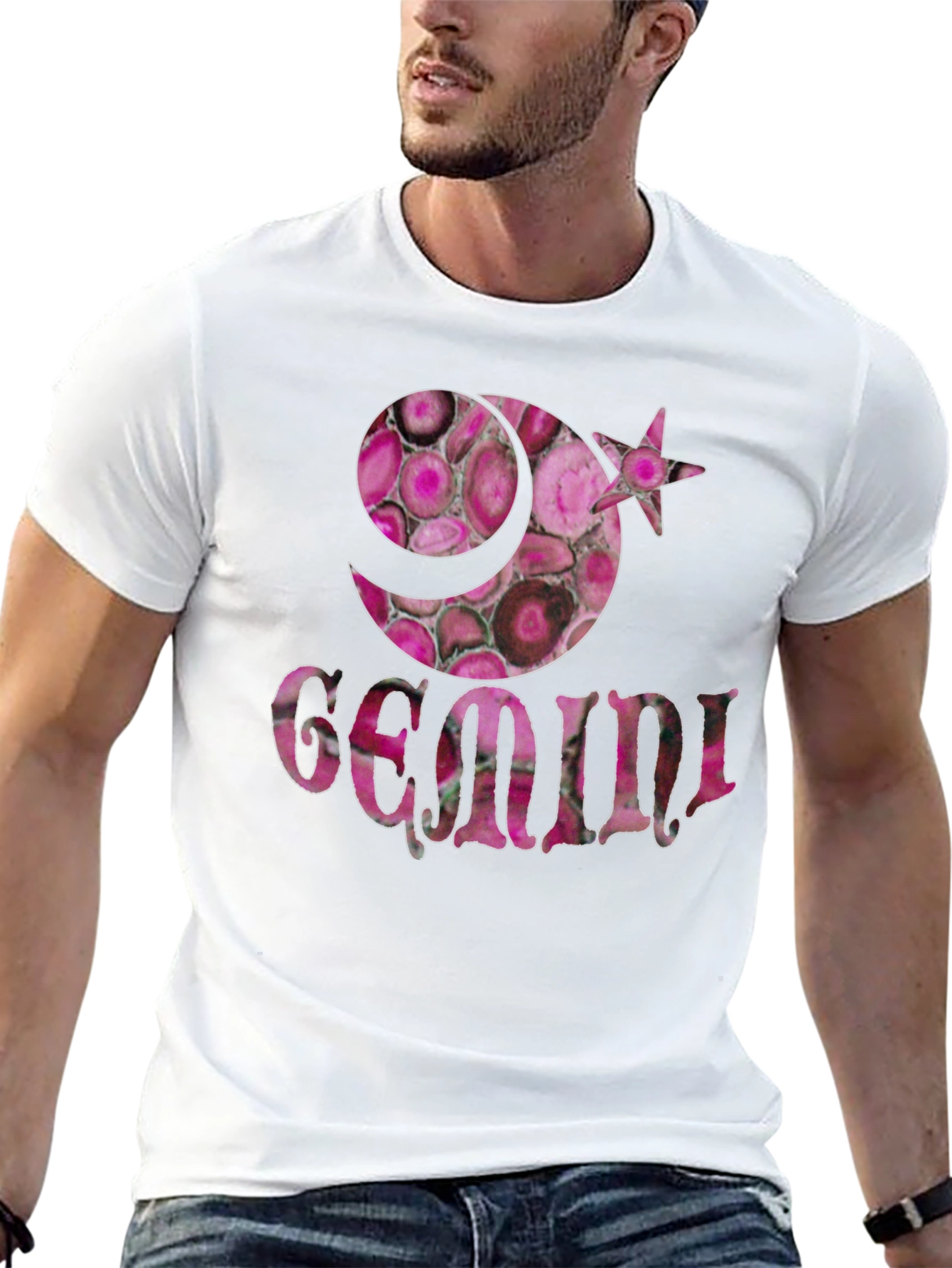 Gemini Zodiac Pink Agate T-Shirt