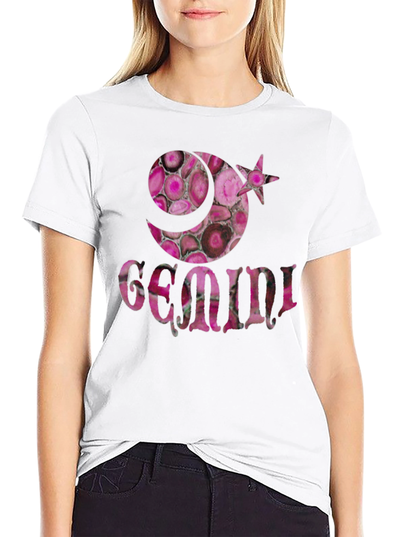 Gemini Zodiac Pink Agate T-Shirt