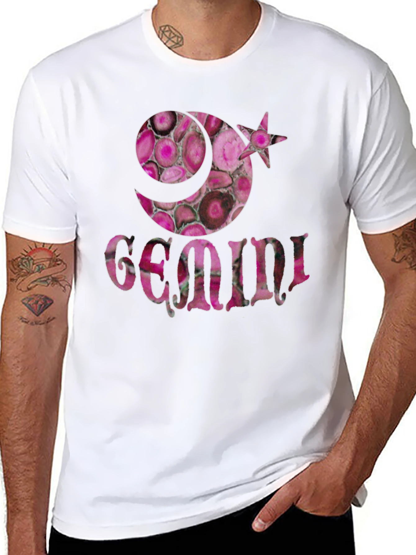 Gemini Zodiac Pink Agate T-Shirt