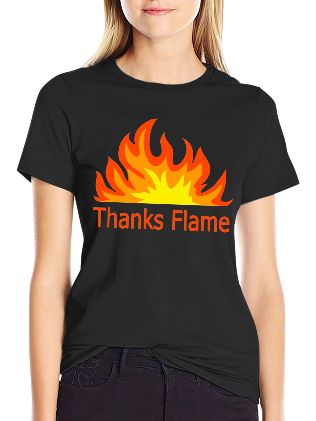 Thanks Flame Black T-Shirt