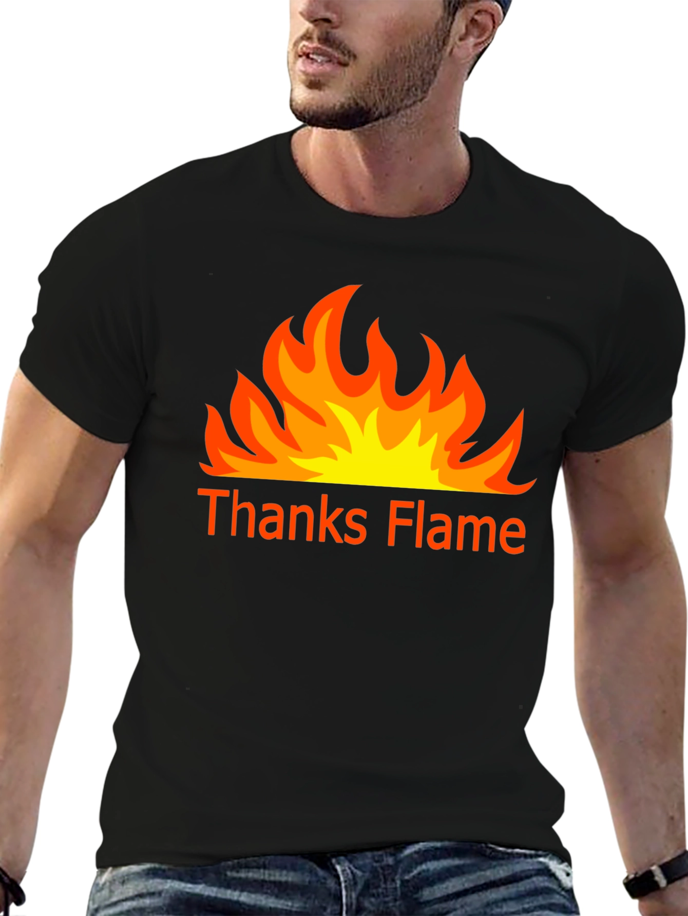 Thanks Flame Black T-Shirt