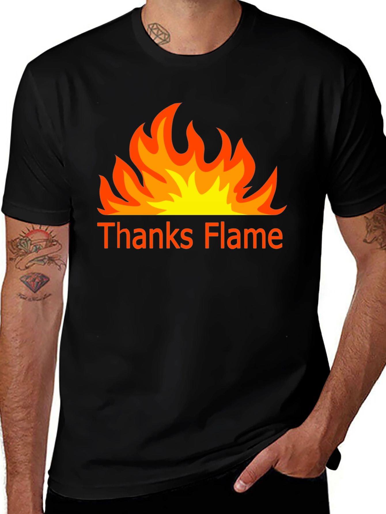 Thanks Flame Black T-Shirt