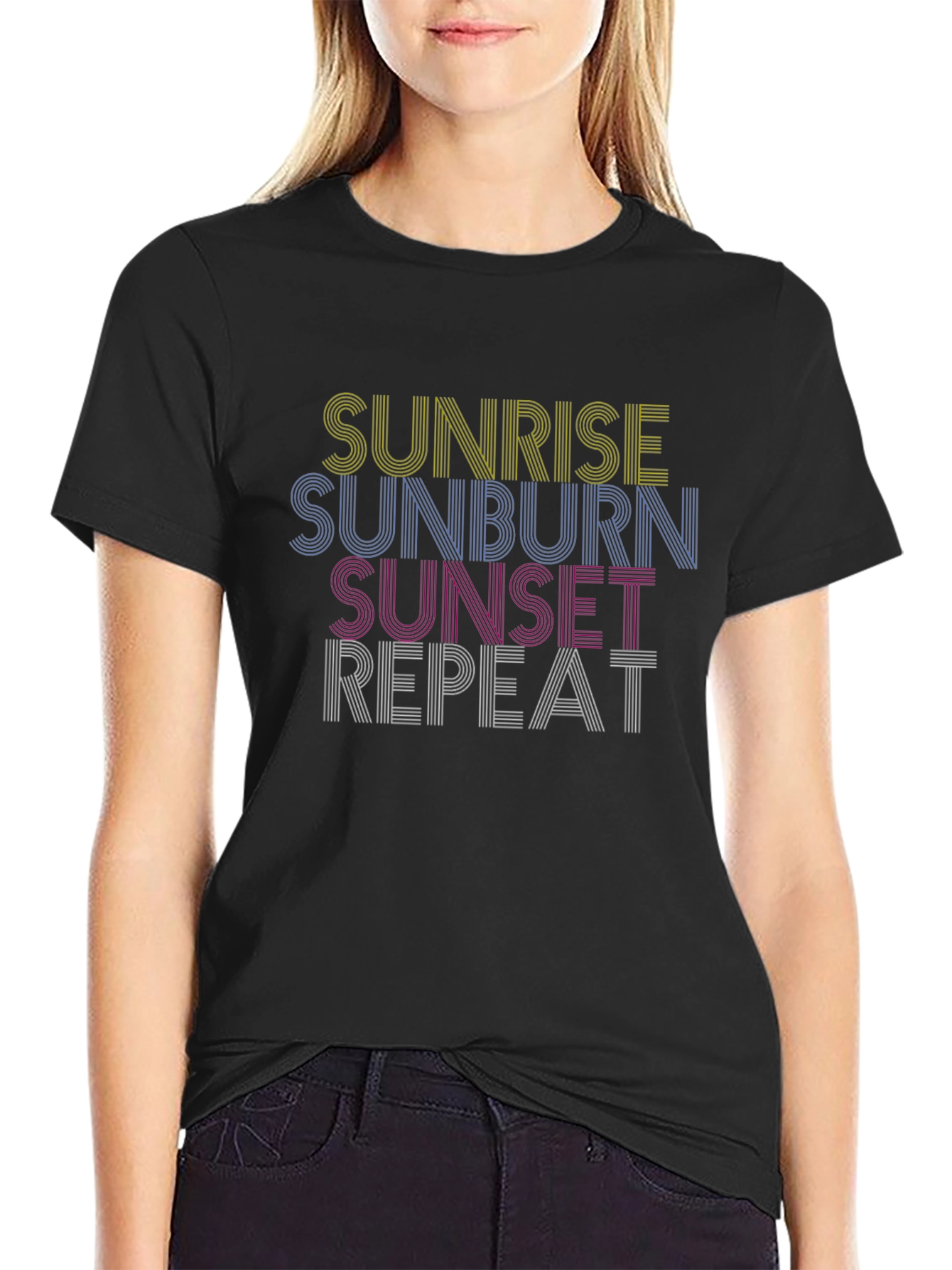 Sunrise Sunburn Sunset Repeat Graphic T-Shirt
