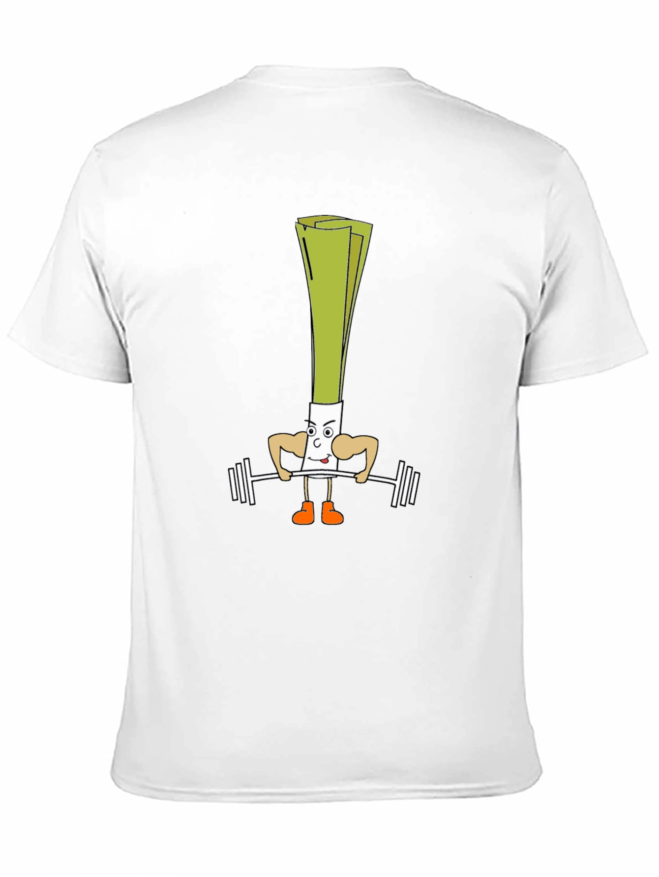Leek Lifting Weights Cartoon Black T-Shirt