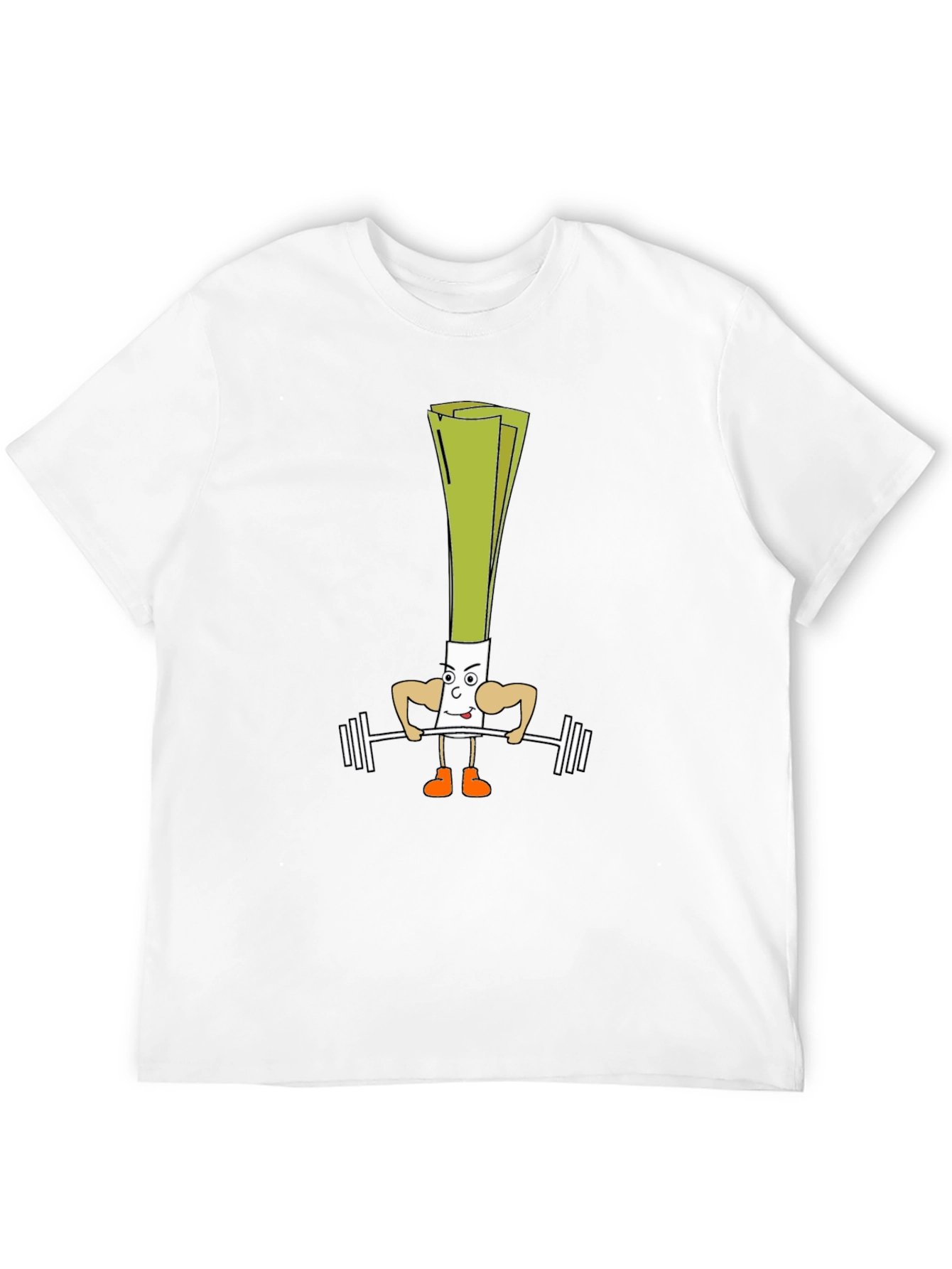 Leek Lifting Weights Cartoon Black T-Shirt