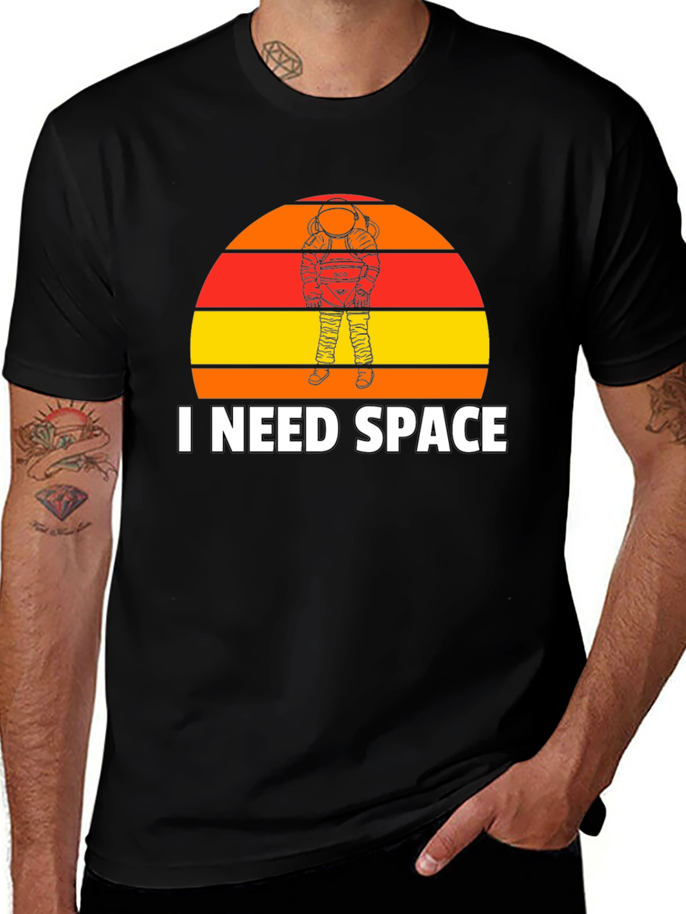 I Need Space T-Shirt: Astronaut Sunset Graphic Tee