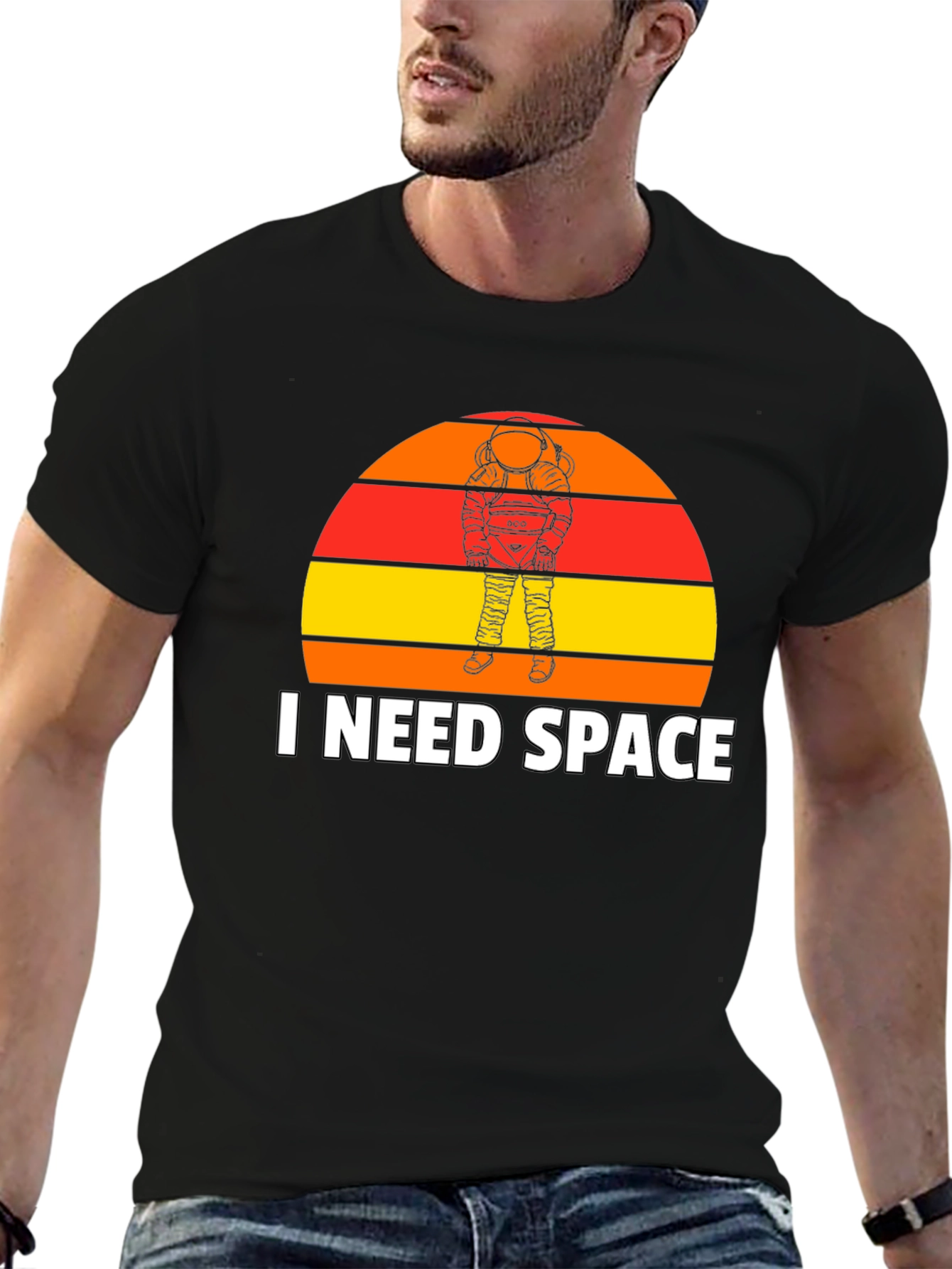 I Need Space T-Shirt: Astronaut Sunset Graphic Tee