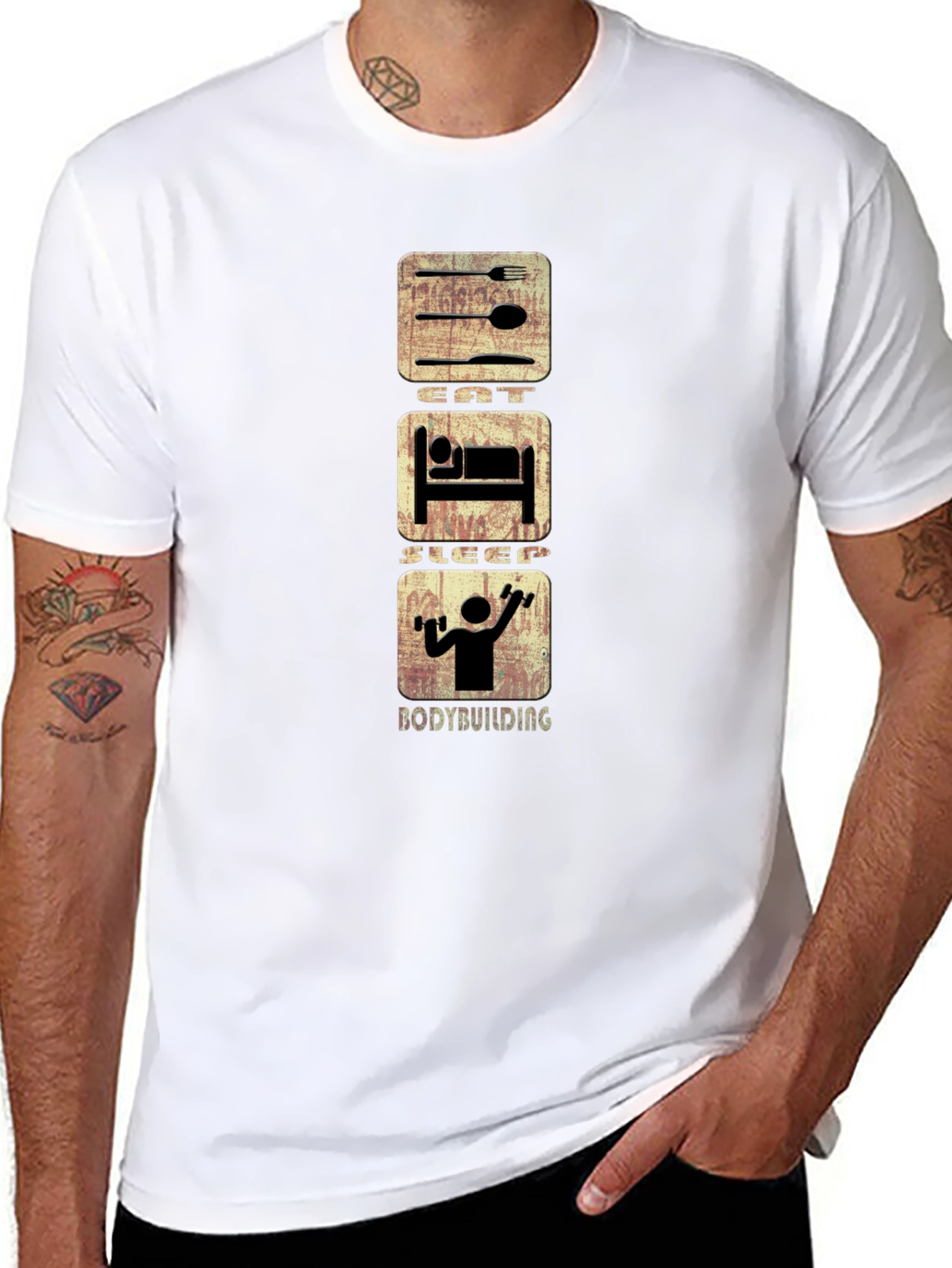 Eat Sleep Bodybuilding Graphic Tee - Black