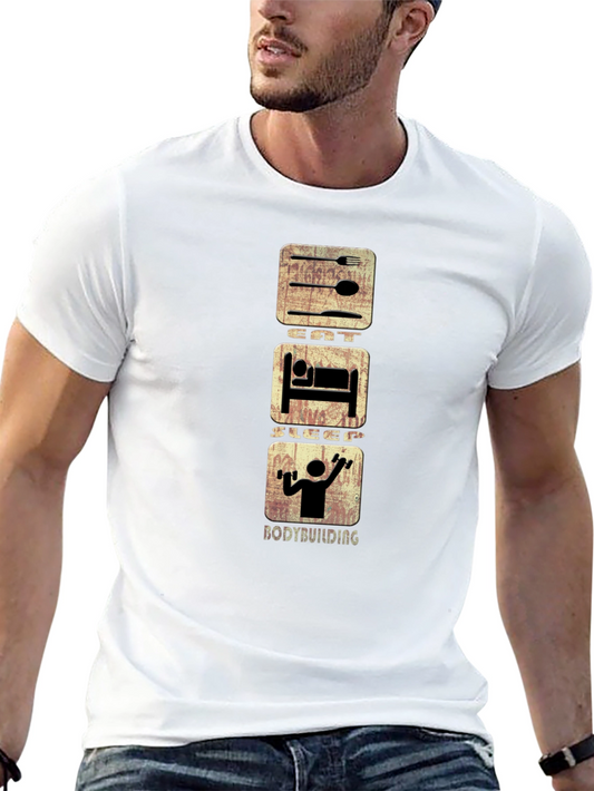 Eat Sleep Bodybuilding Graphic Tee - Black