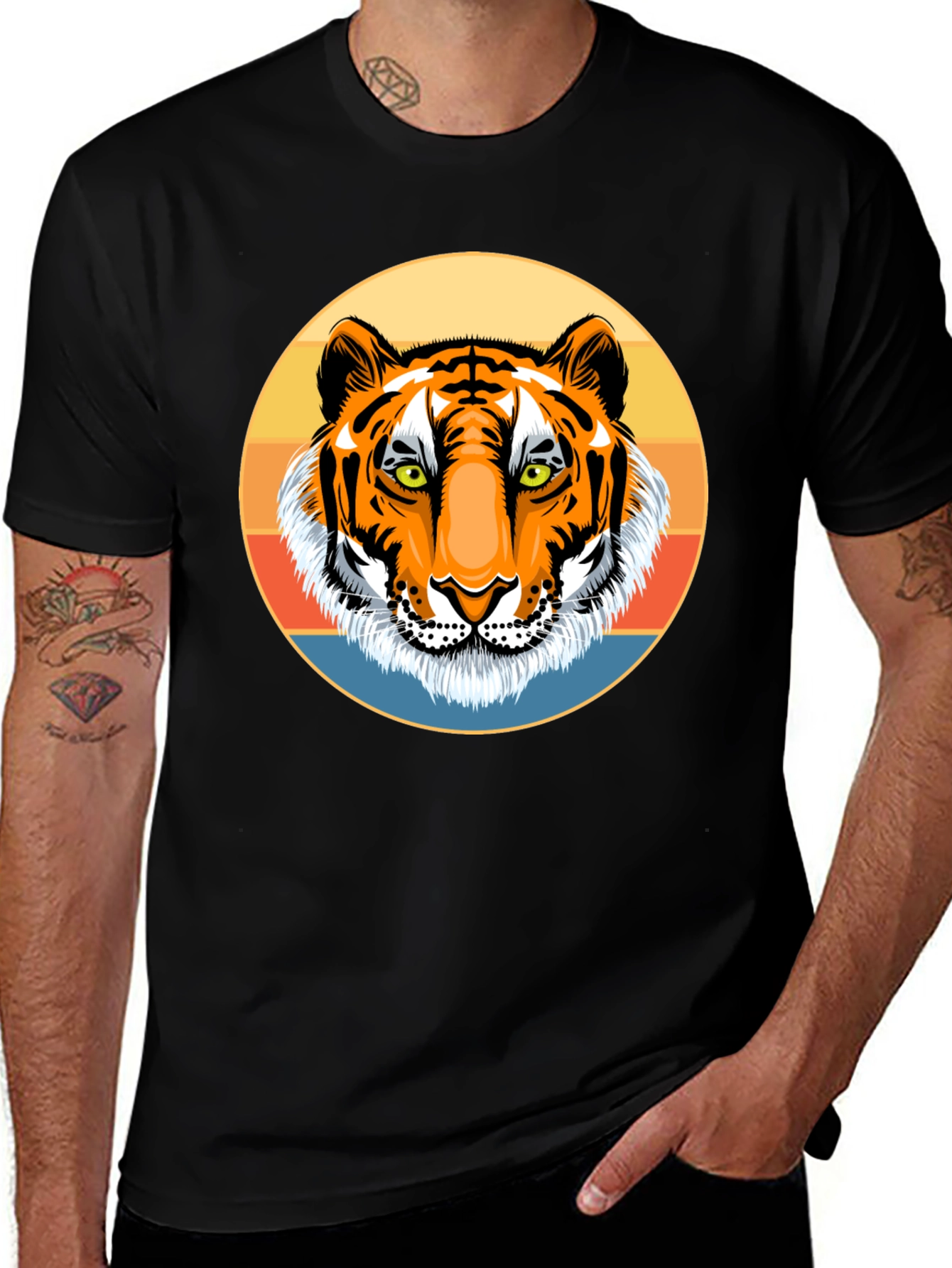 Tiger Graphic Tee - Retro Style Black T-Shirt
