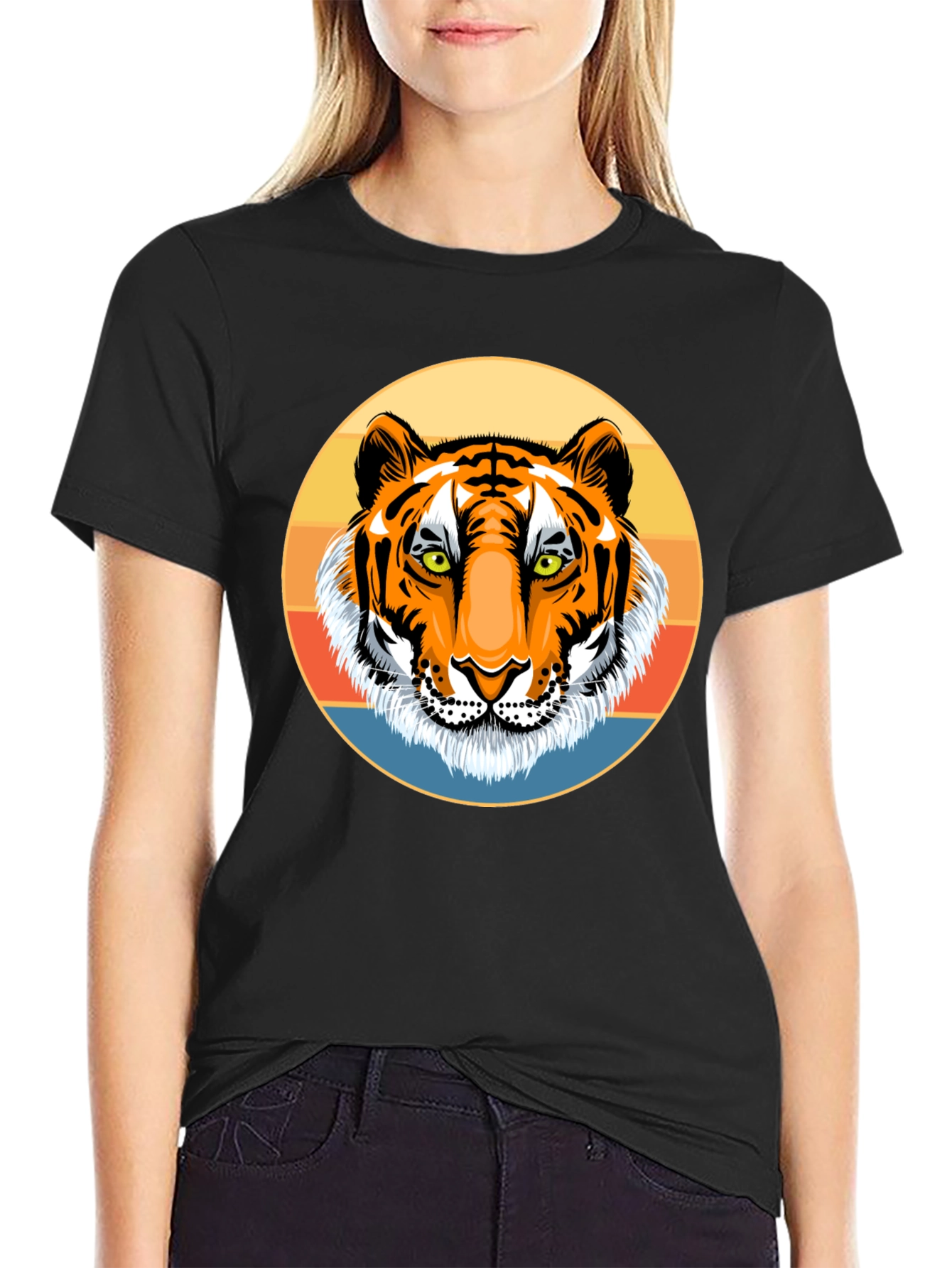 Tiger Graphic Tee - Retro Style Black T-Shirt