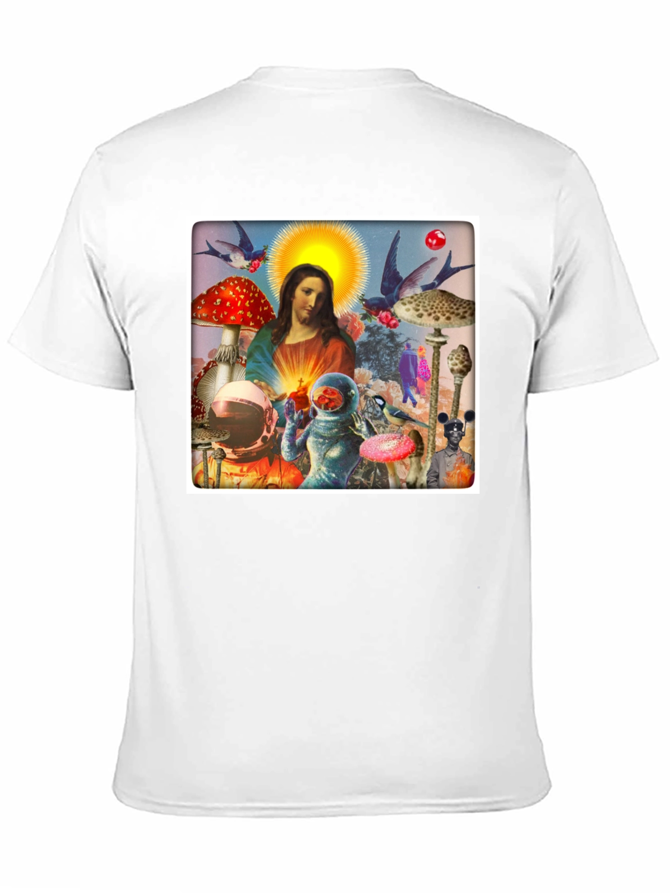 Surreal Jesus Astronaut Mushroom T-Shirt