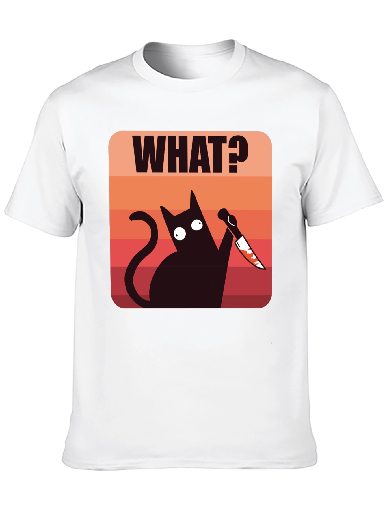 Funny Cat With Knife Mens T-Shirt