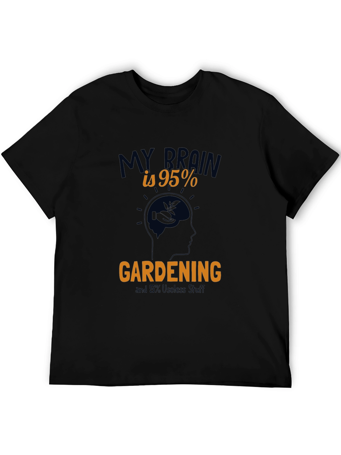 Gardening Brain Graphic Tee - Black Cotton T-Shirt