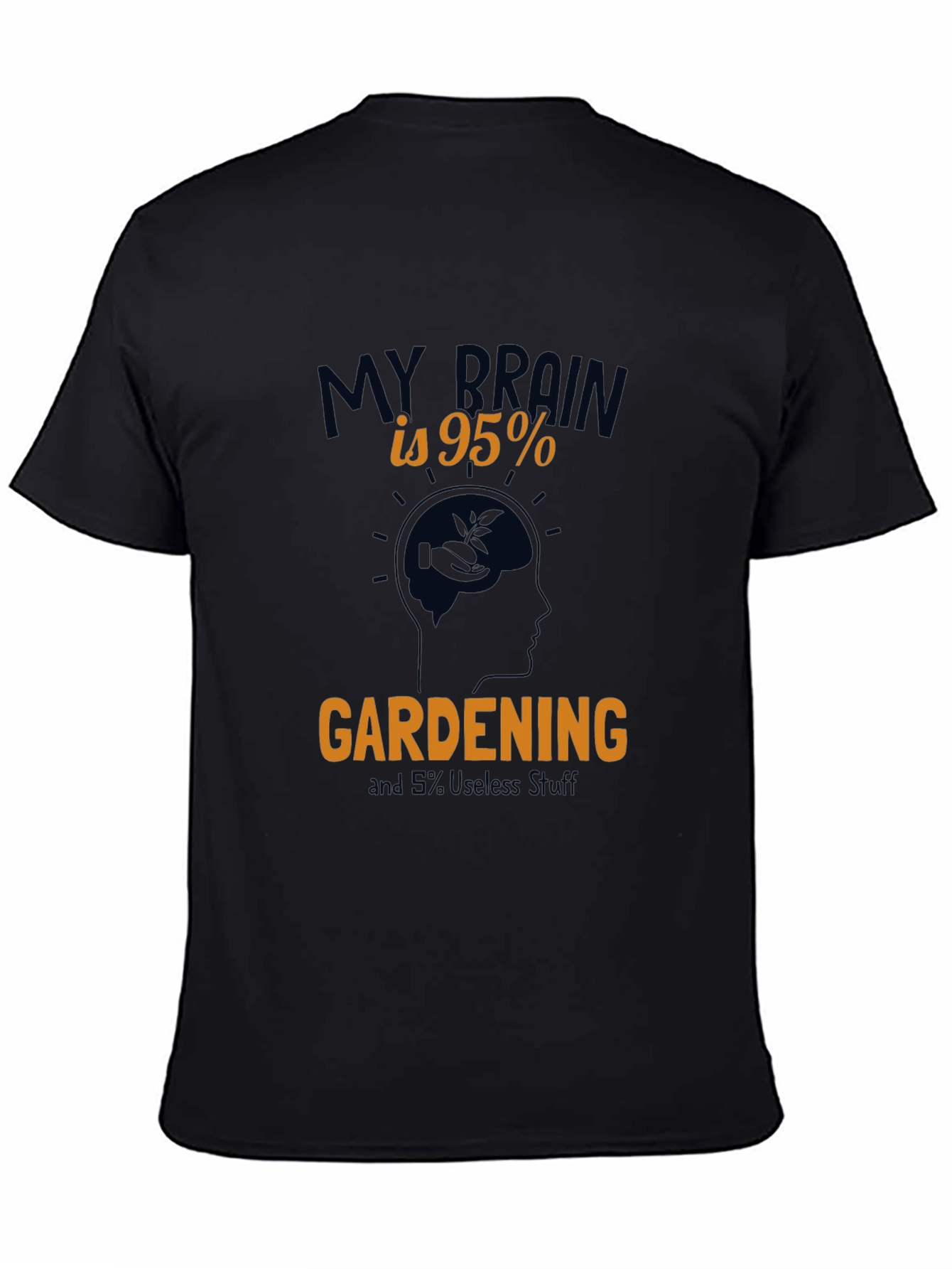 Gardening Brain Graphic Tee - Black Cotton T-Shirt
