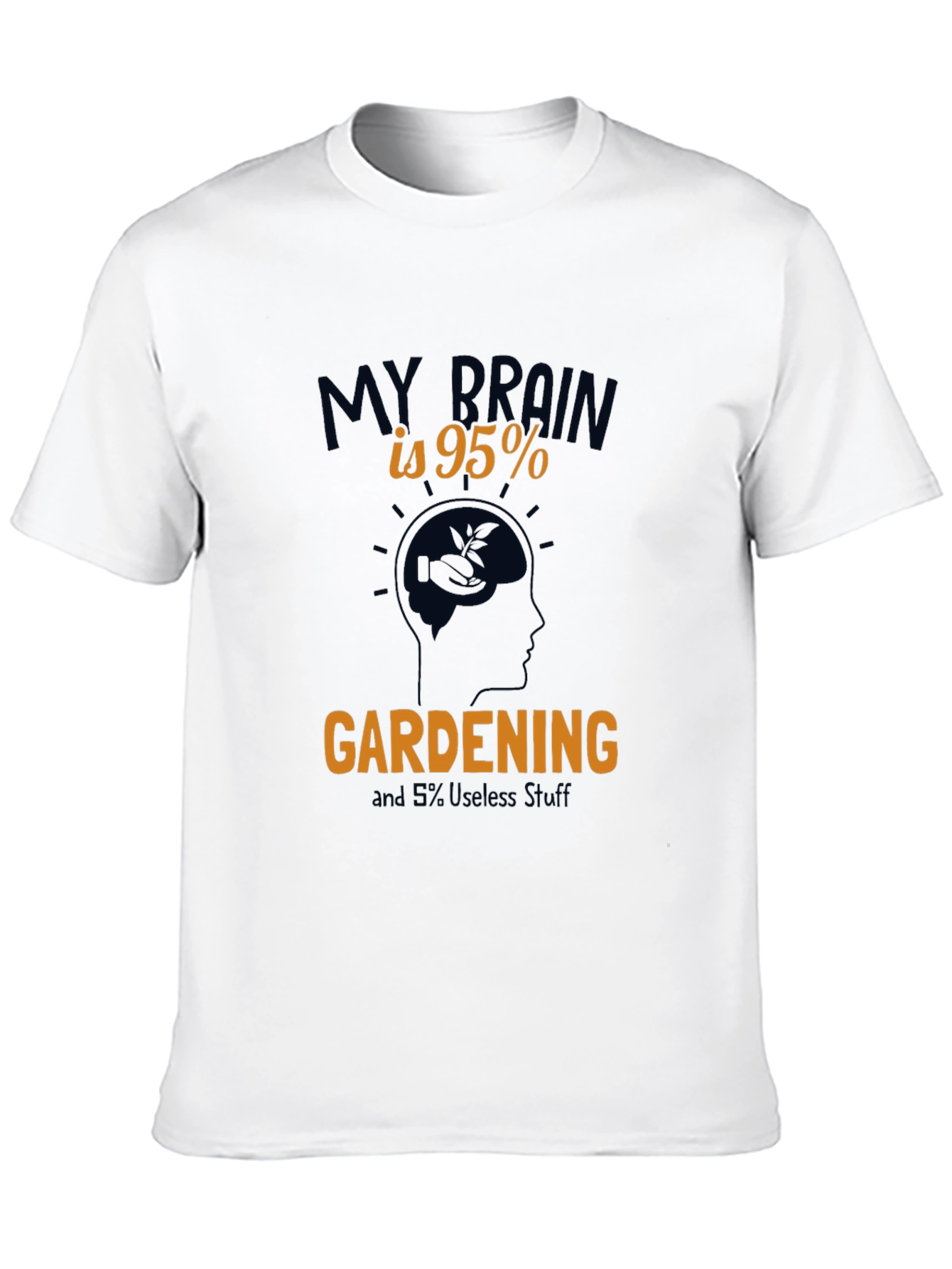 Gardening Brain Graphic Tee - Black Cotton T-Shirt