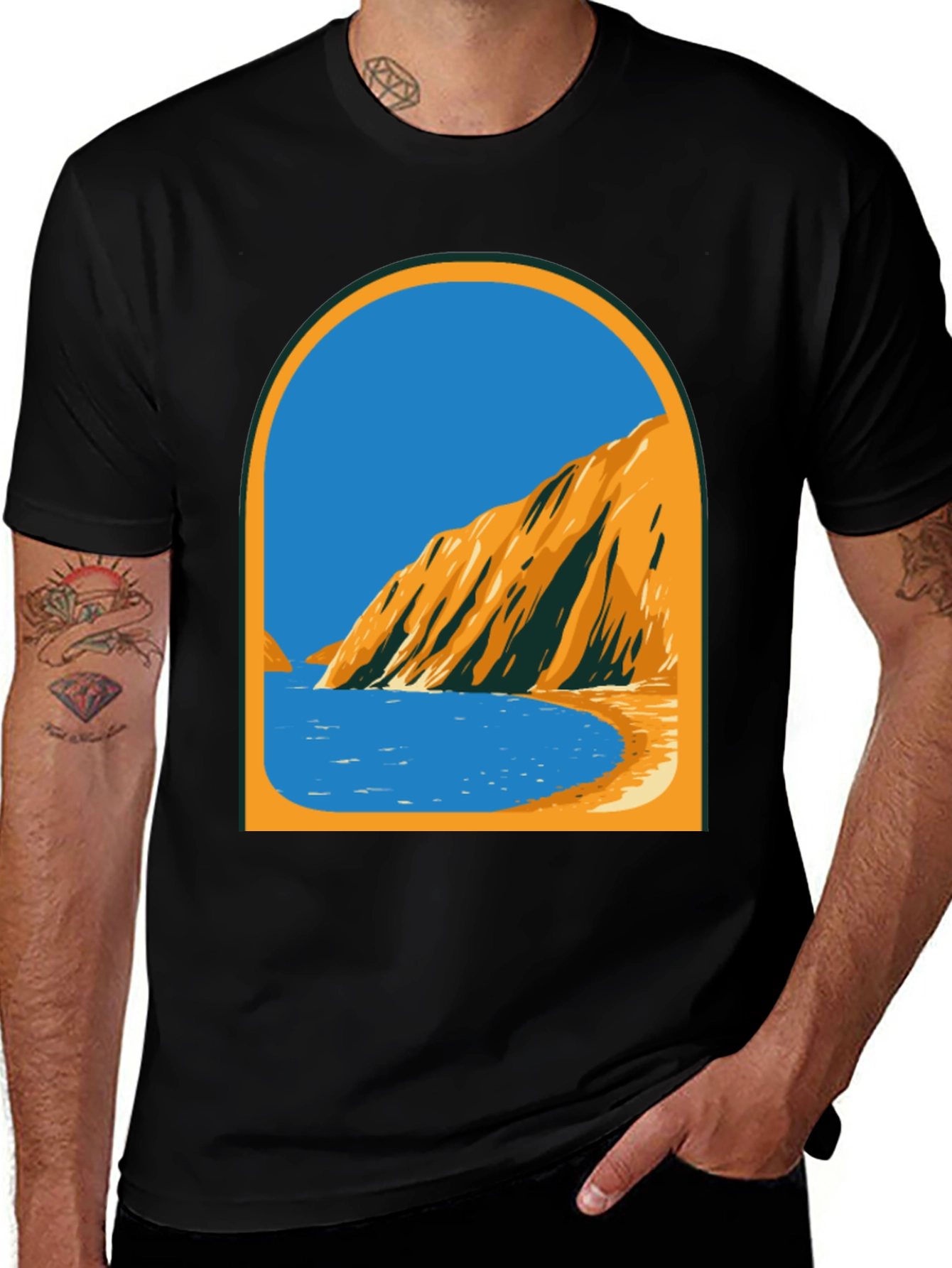 Coastal View Graphic Tee - Black