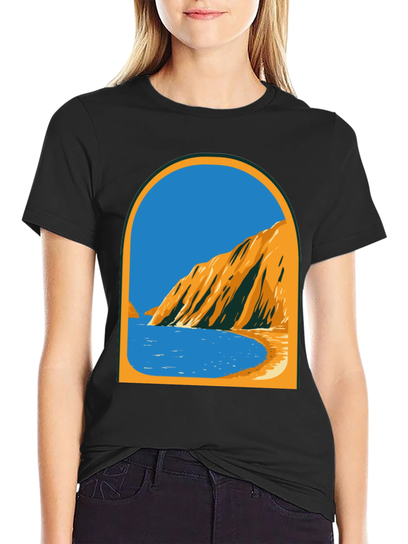 Coastal View Graphic Tee - Black