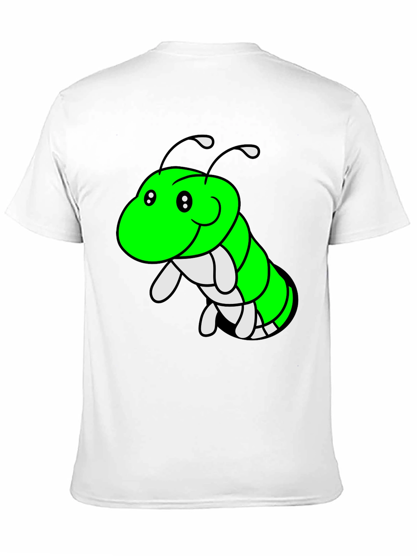 Cartoon Caterpillar Graphic Tee - Black Cotton T-Shirt