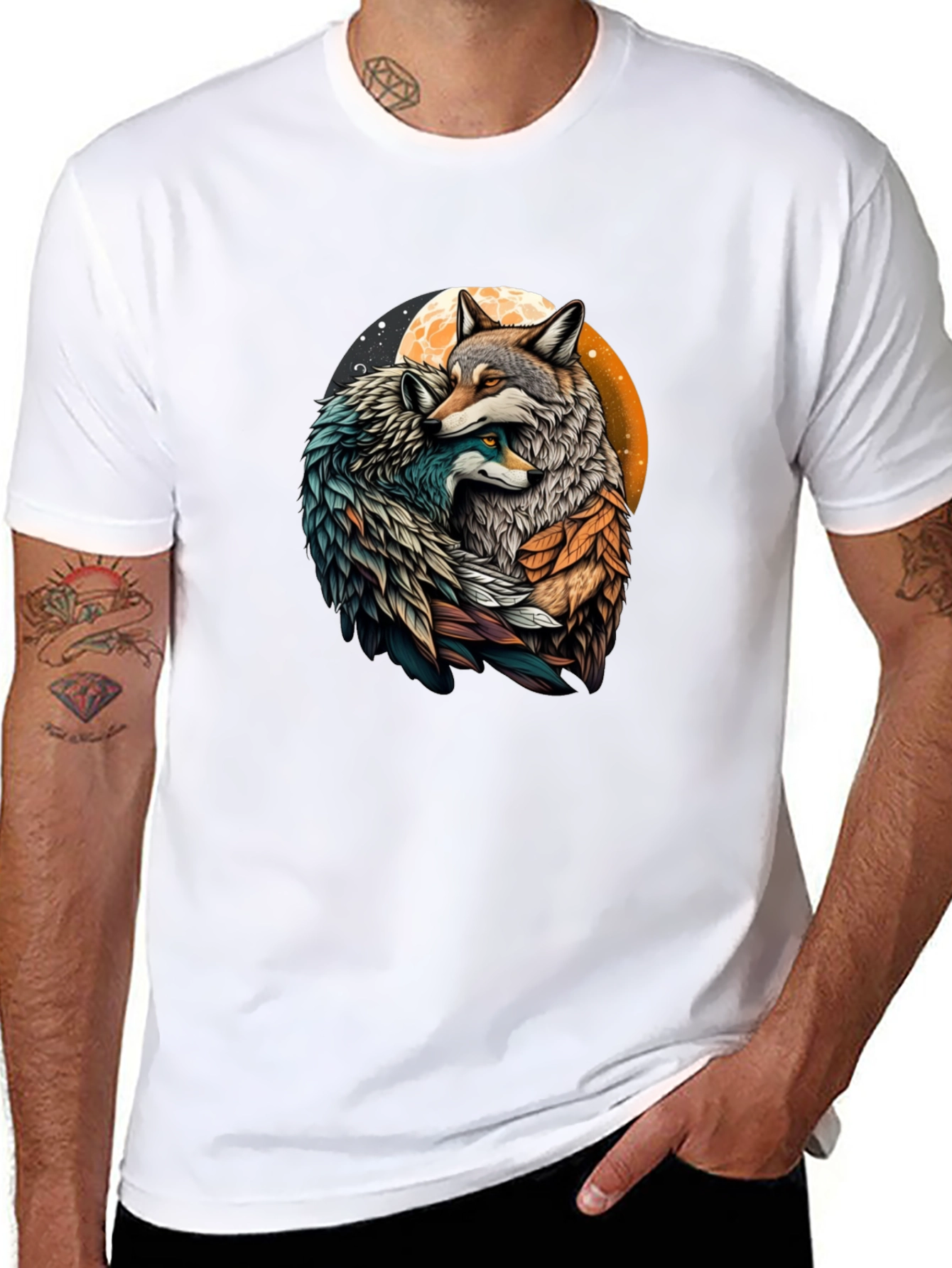Loving Wolves Graphic T-Shirt - Stylish Black Tee