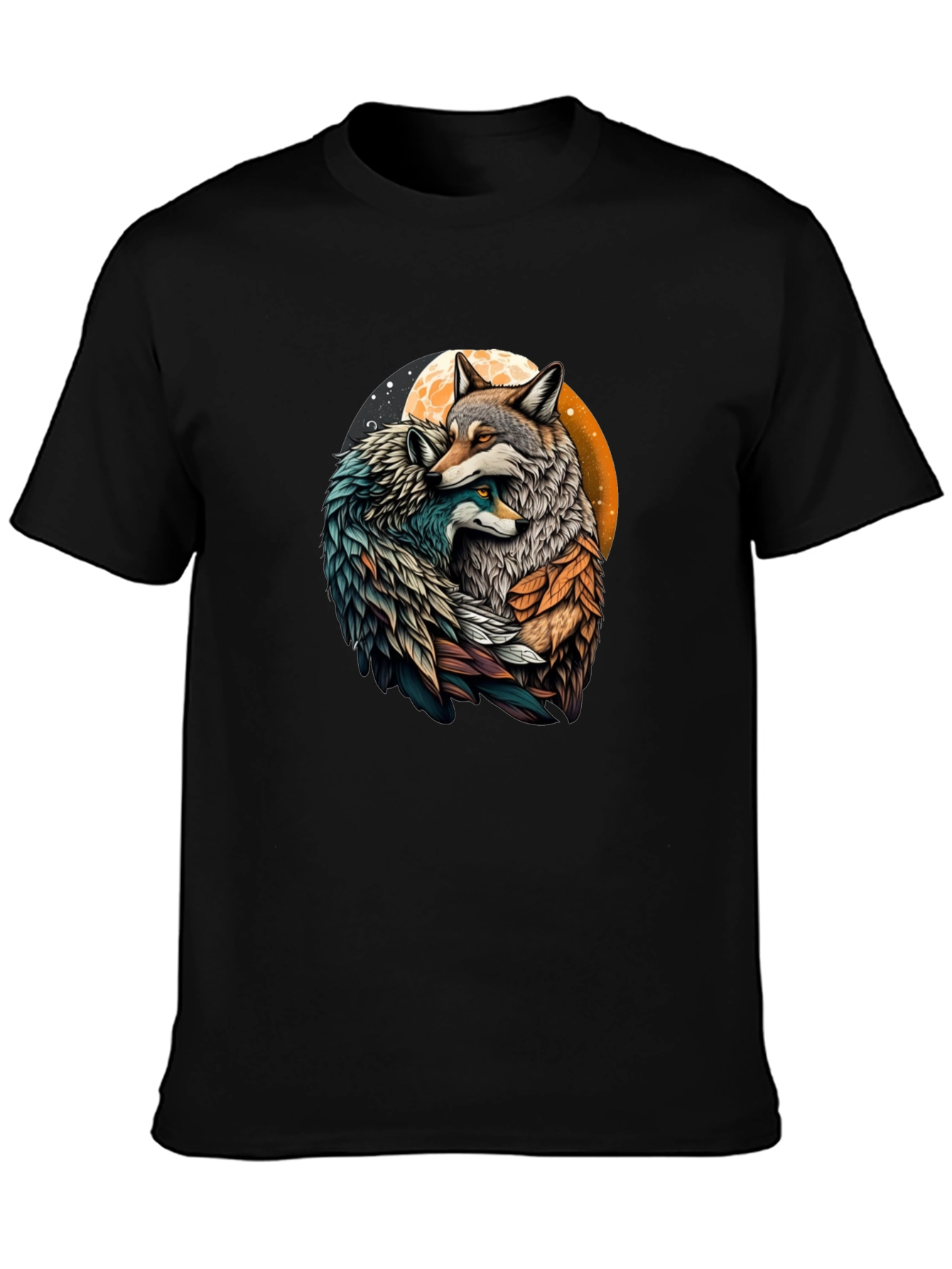 Loving Wolves Graphic T-Shirt - Stylish Black Tee