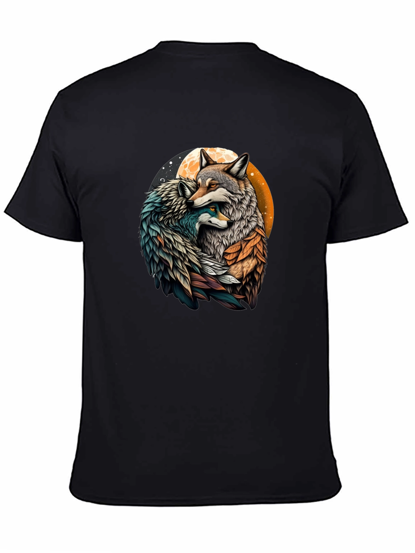 Loving Wolves Graphic T-Shirt - Stylish Black Tee