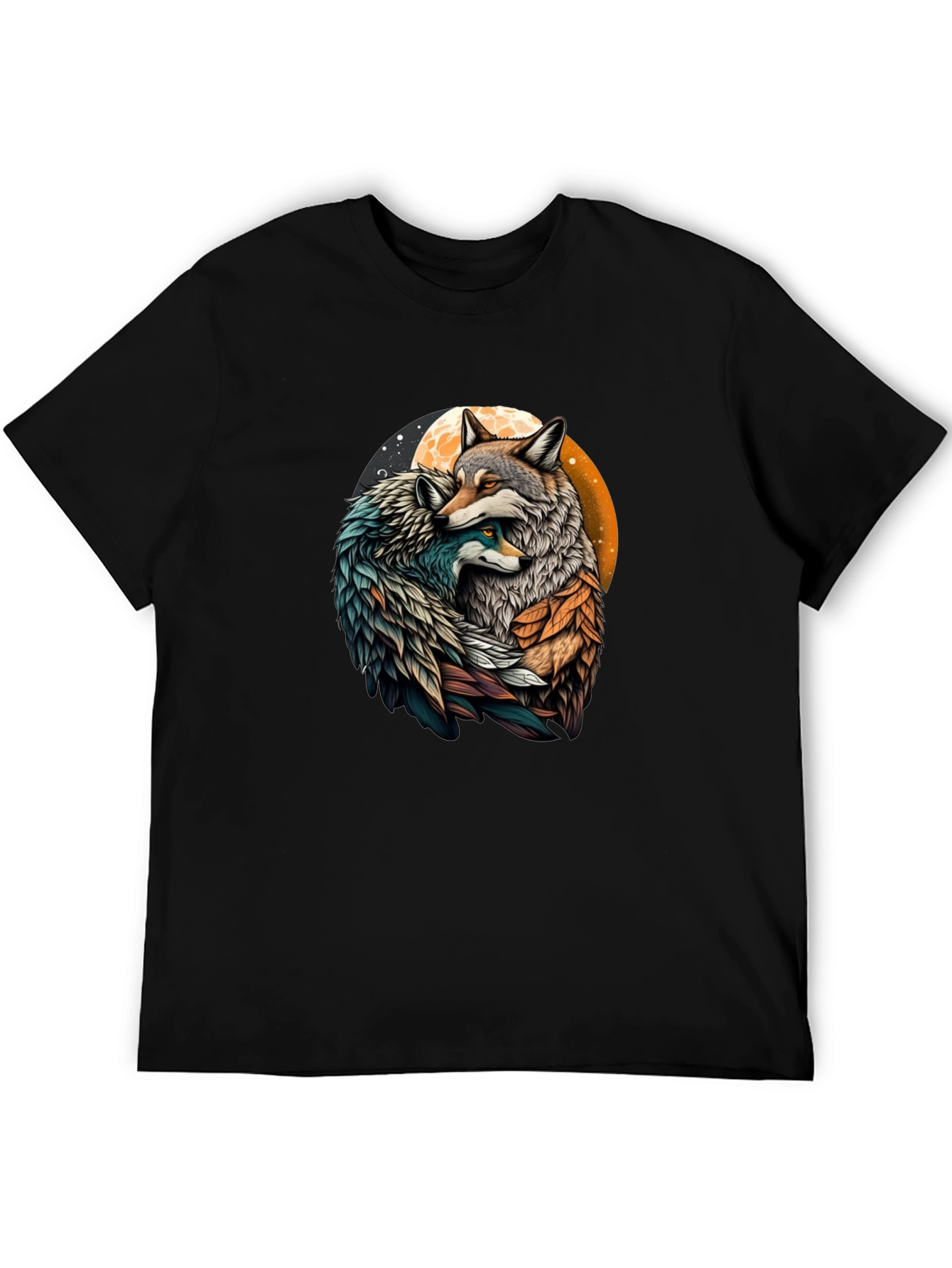 Loving Wolves Graphic T-Shirt - Stylish Black Tee