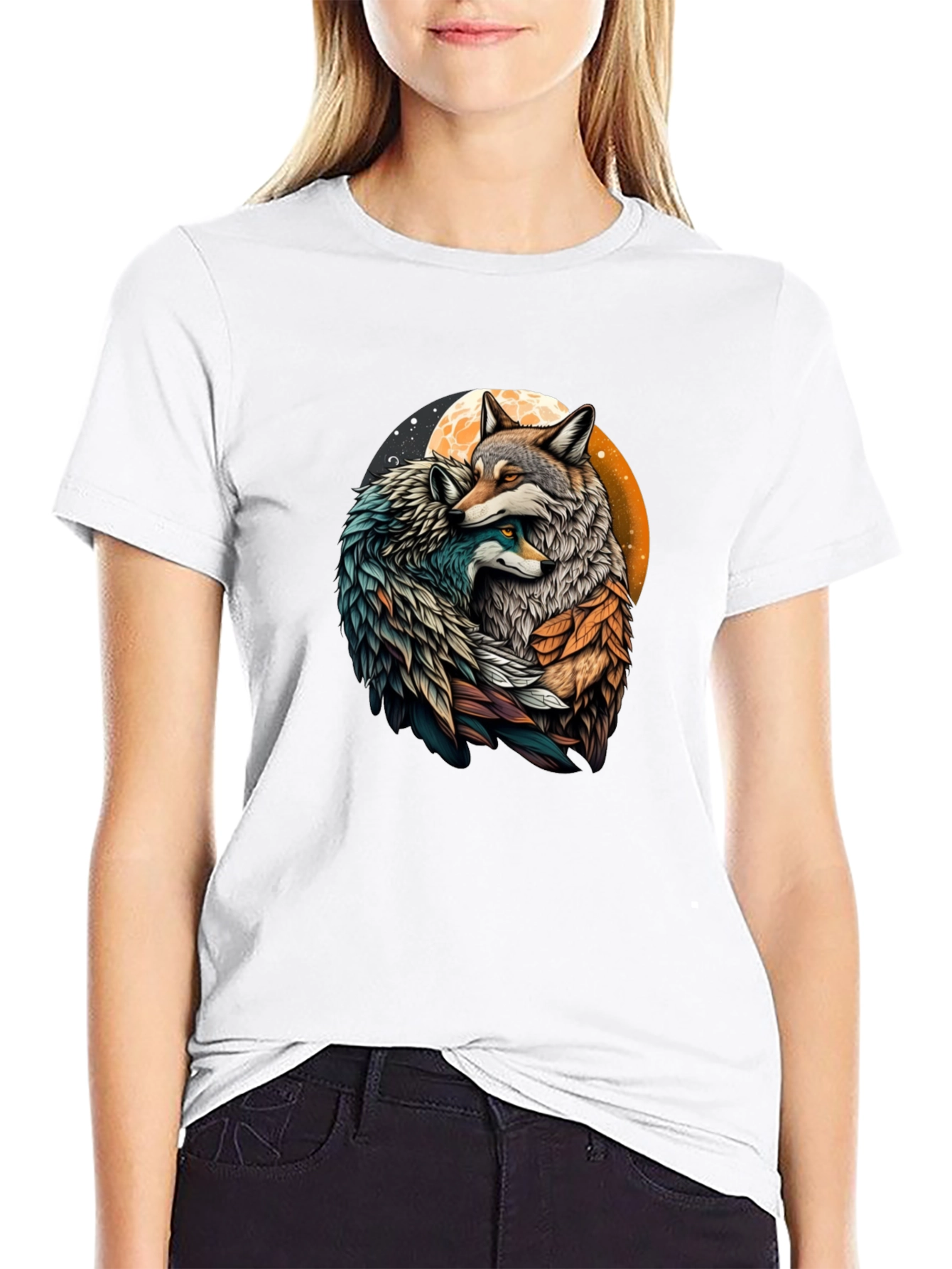 Loving Wolves Graphic T-Shirt - Stylish Black Tee