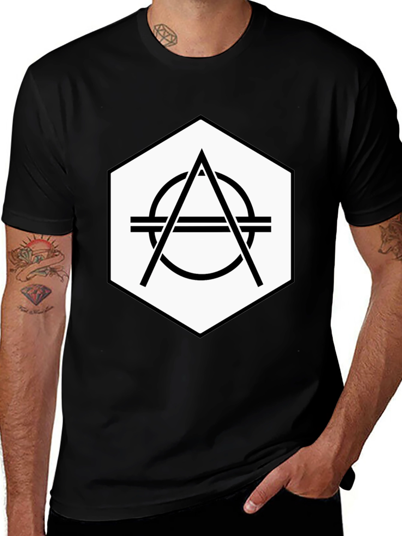 Geometric Logo Black Tee - Modern Graphic Design