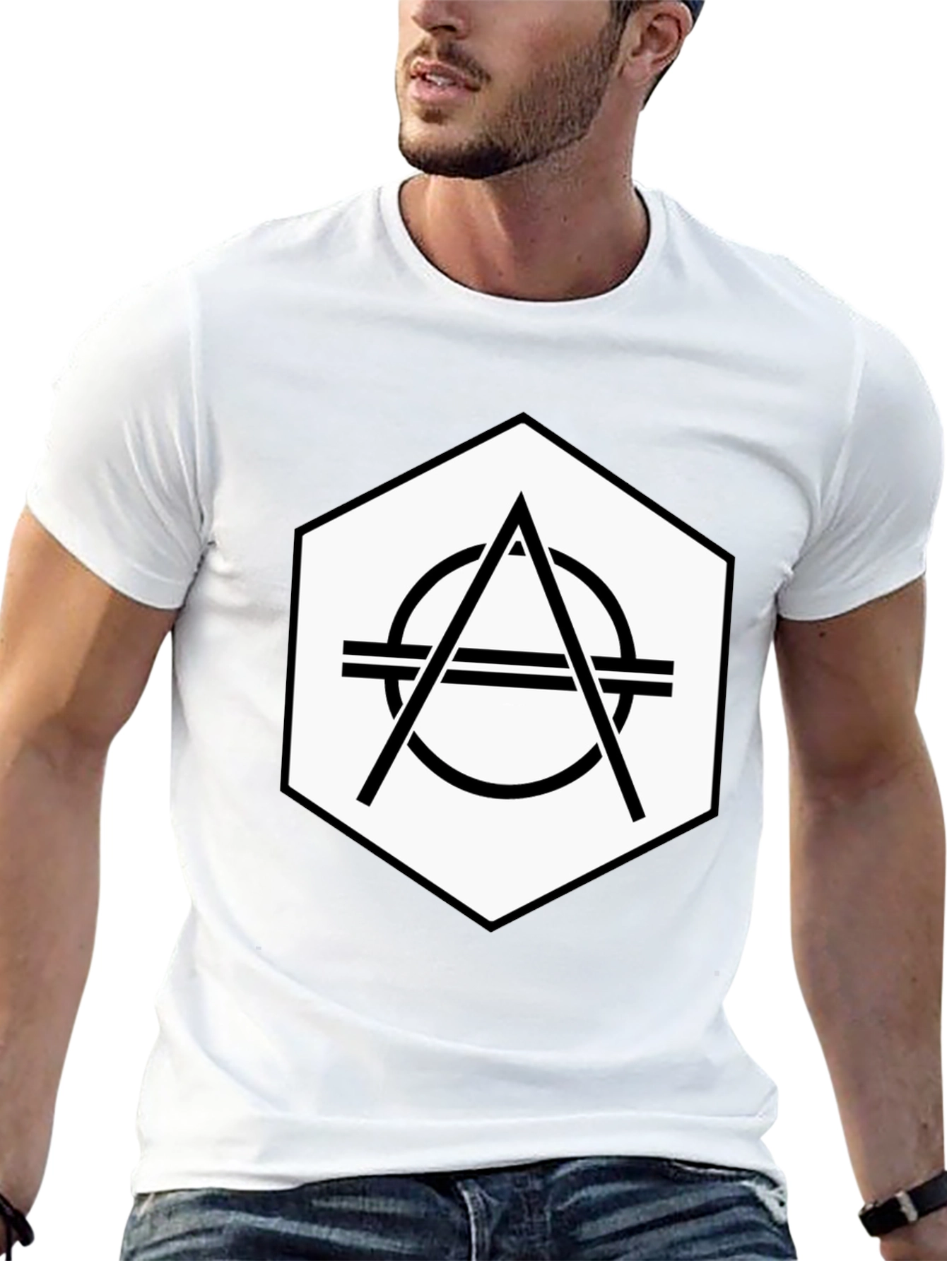 Geometric Logo Black Tee - Modern Graphic Design