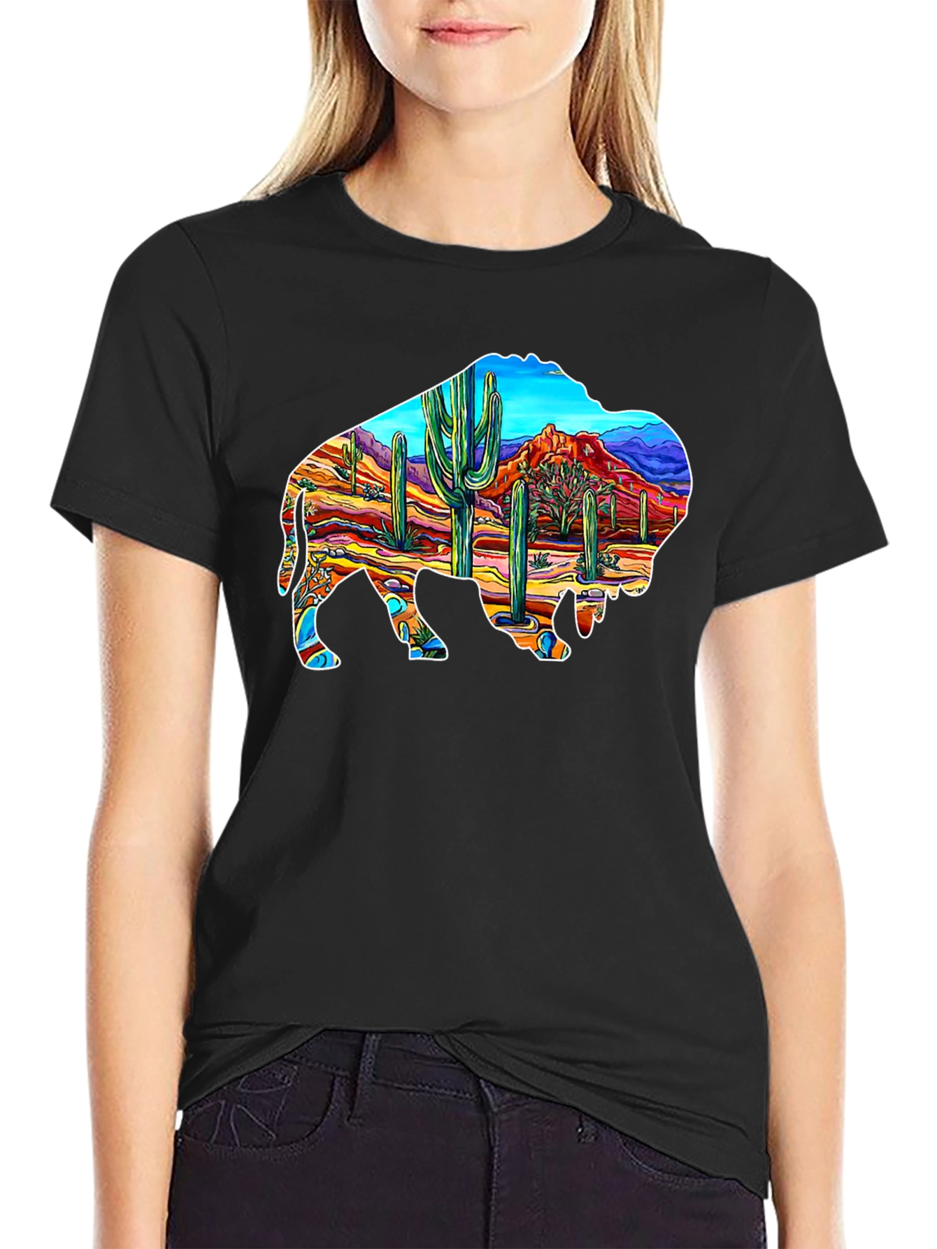 Buffalo Desert Scene Graphic Tee
