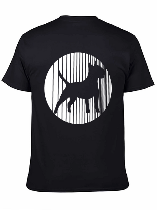 Dog Silhouette Graphic Tee - Black Cotton Shirt