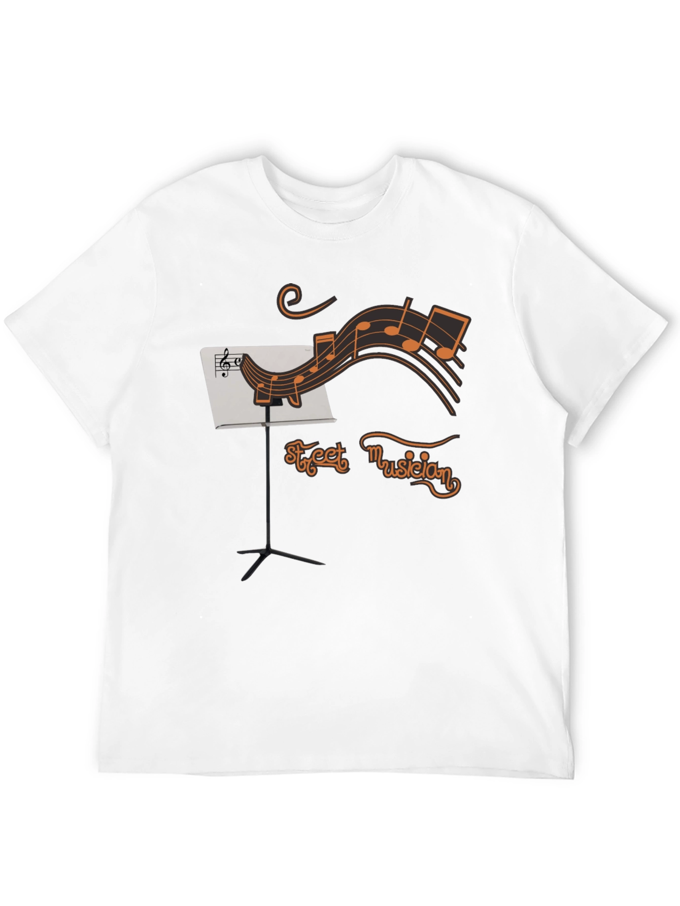 Street Musician Graphic T-Shirt - Black Crew Neck Tee