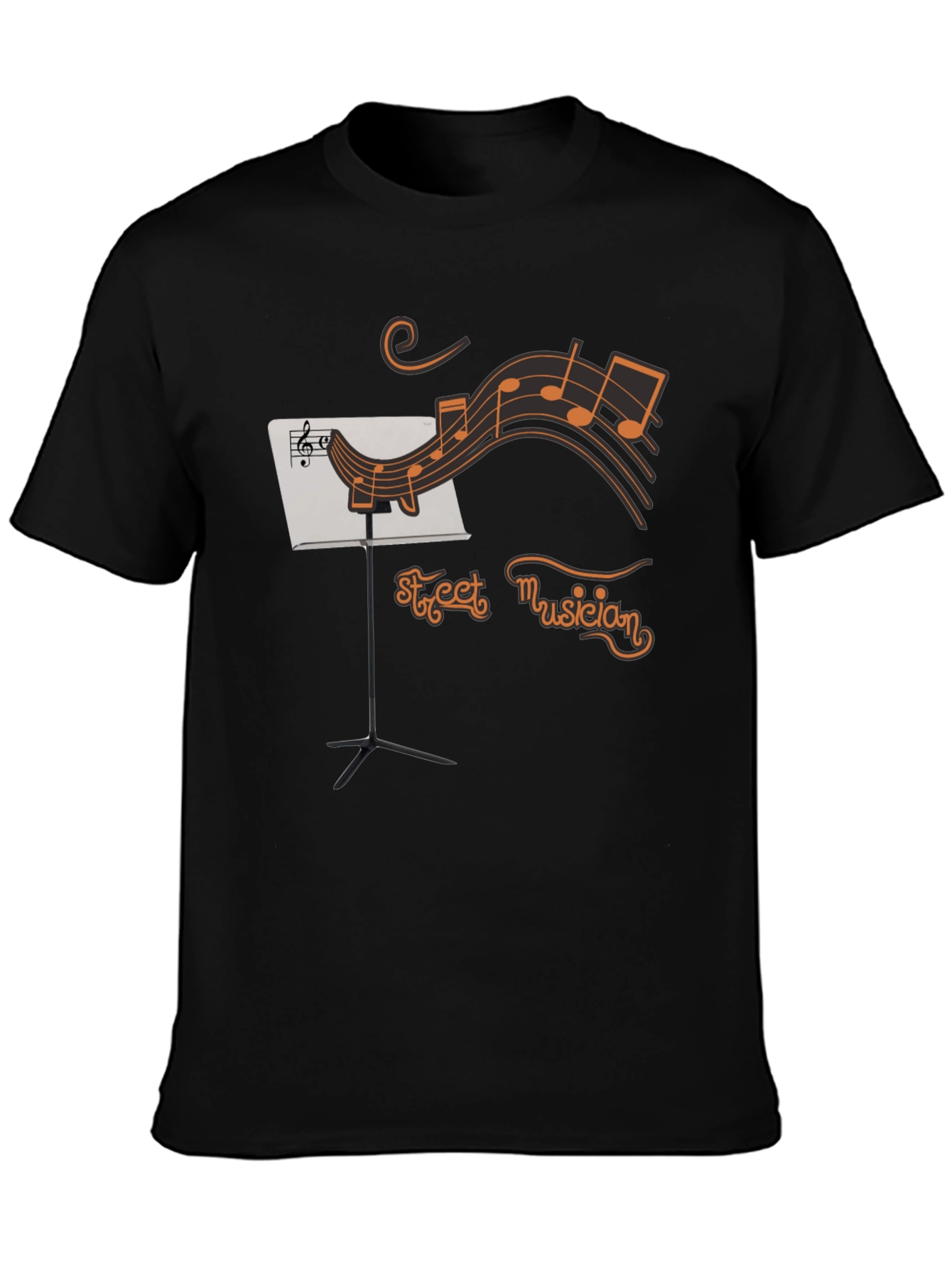 Street Musician Graphic T-Shirt - Black Crew Neck Tee