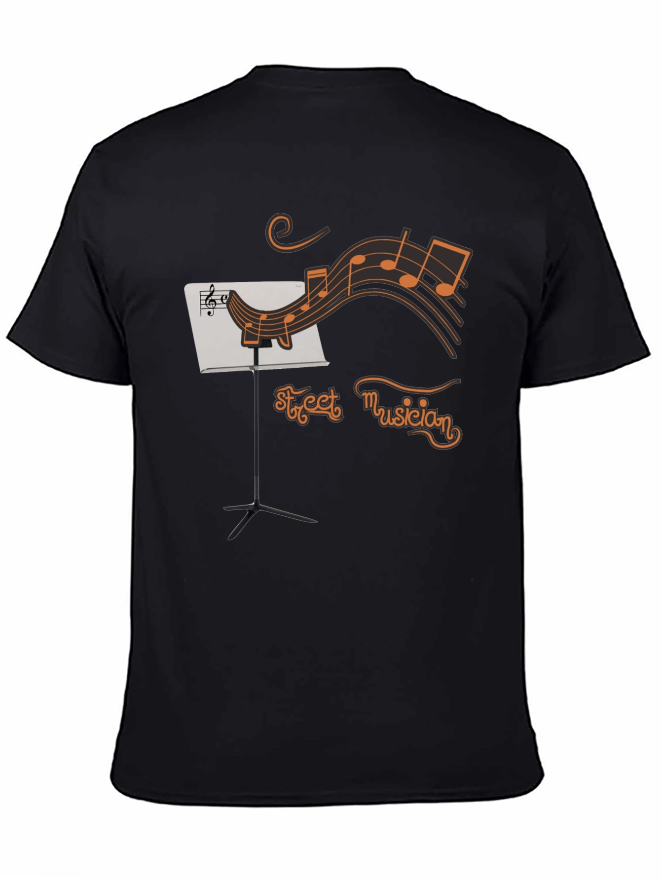 Street Musician Graphic T-Shirt - Black Crew Neck Tee