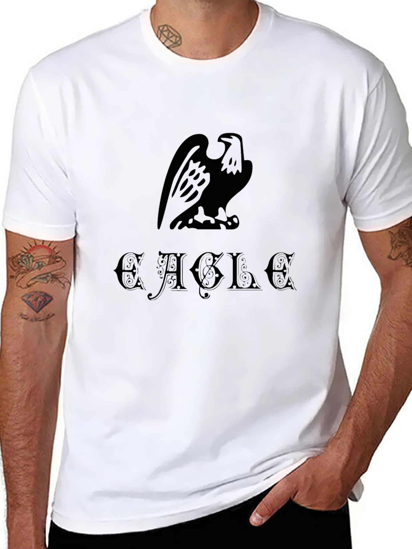 Eagle Graphic Print Mens Black T-Shirt