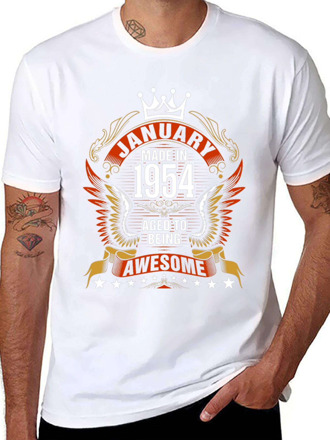 January 1954 Birthday T-Shirt - Aged to Awesome!