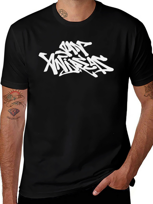 Black T-Shirt with Graffiti-Style Graphic