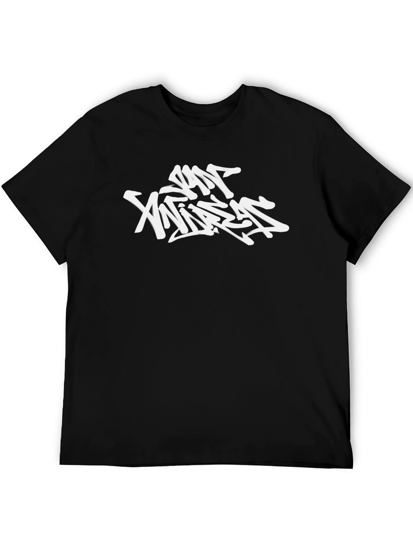 Black T-Shirt with Graffiti-Style Graphic